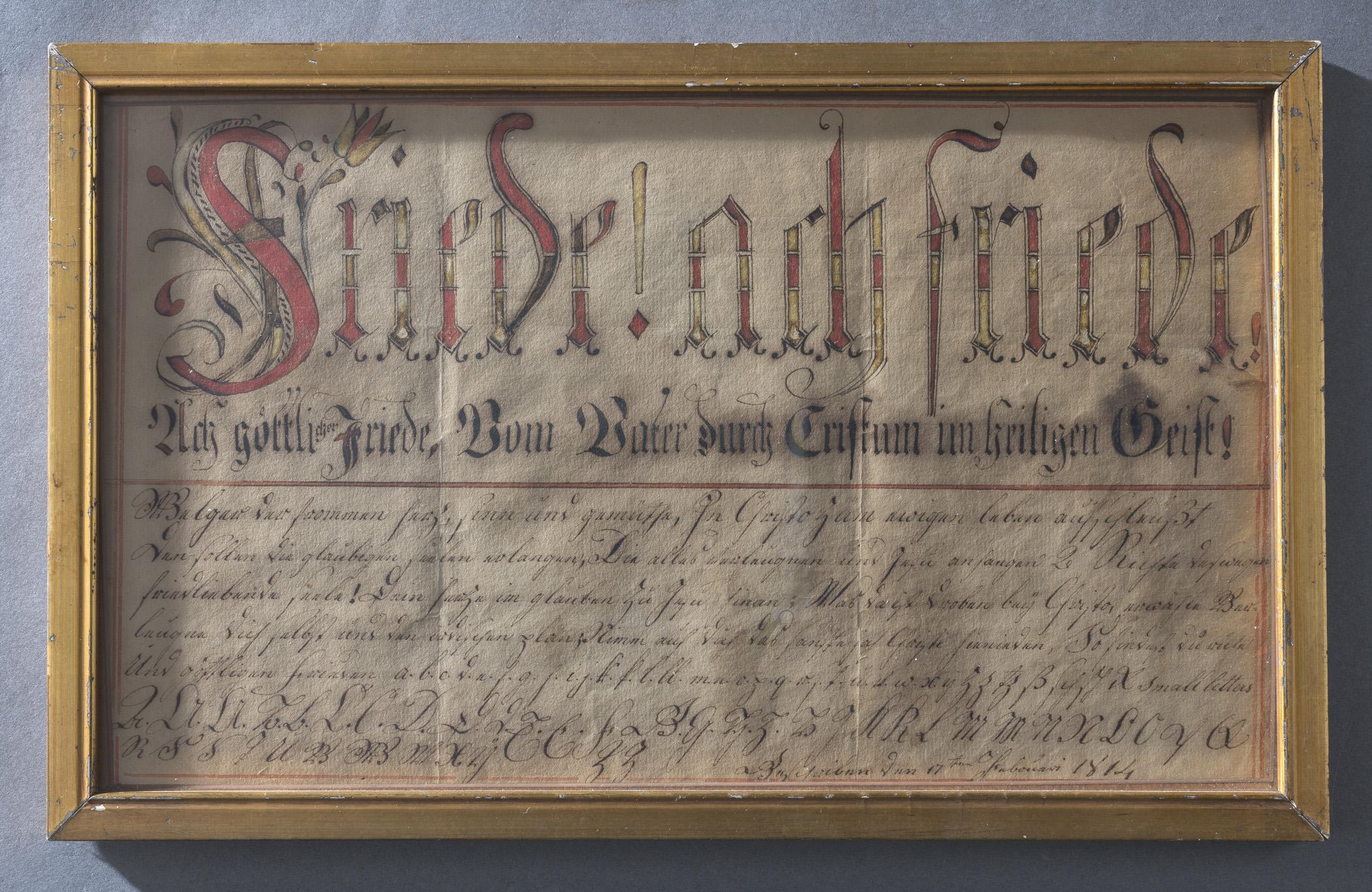 1969.0962 A Fraktur, B Frame, view 2, raking light