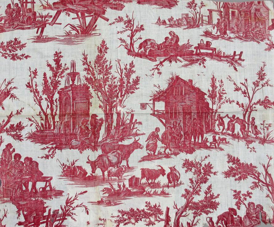 T31 textile, printed design repeat red
