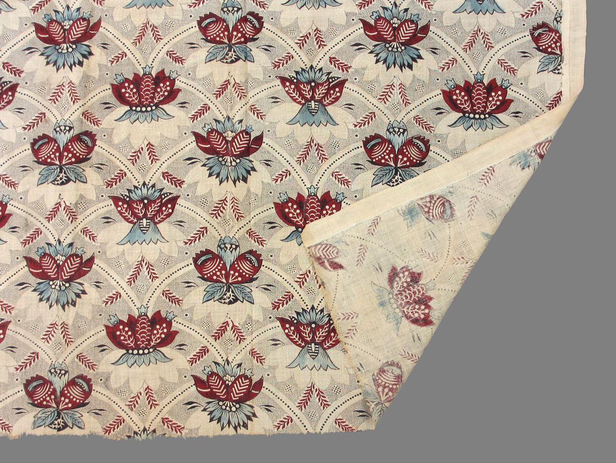 1957.0027.010 A textile, printed folded corner