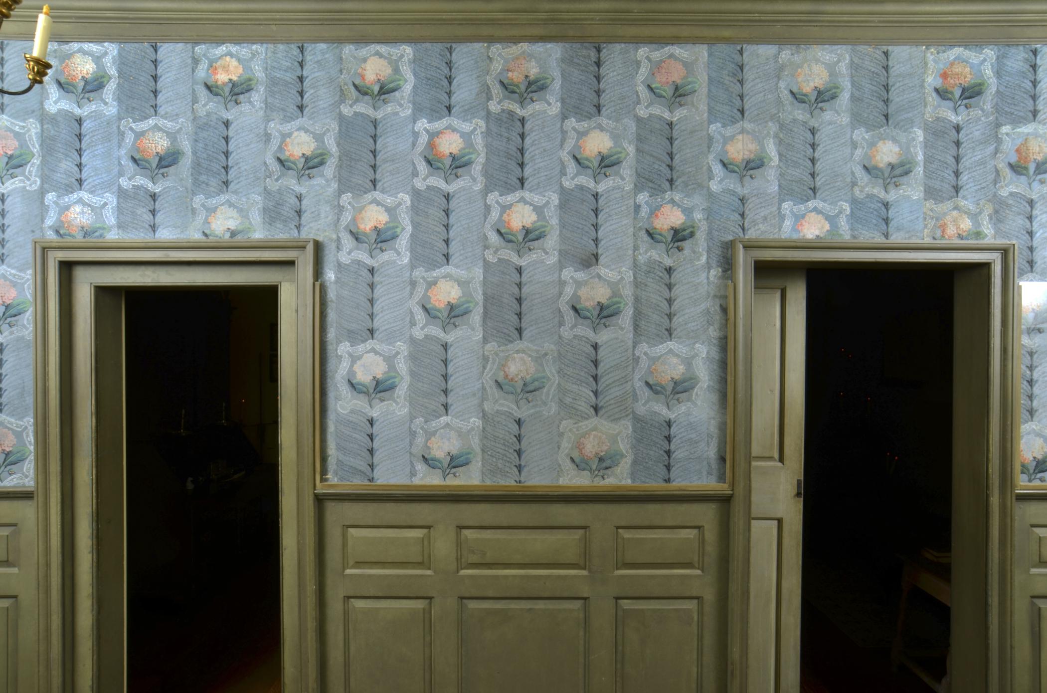 1969.1082.001 Wall covering, view 2, Cecil Hall 2013