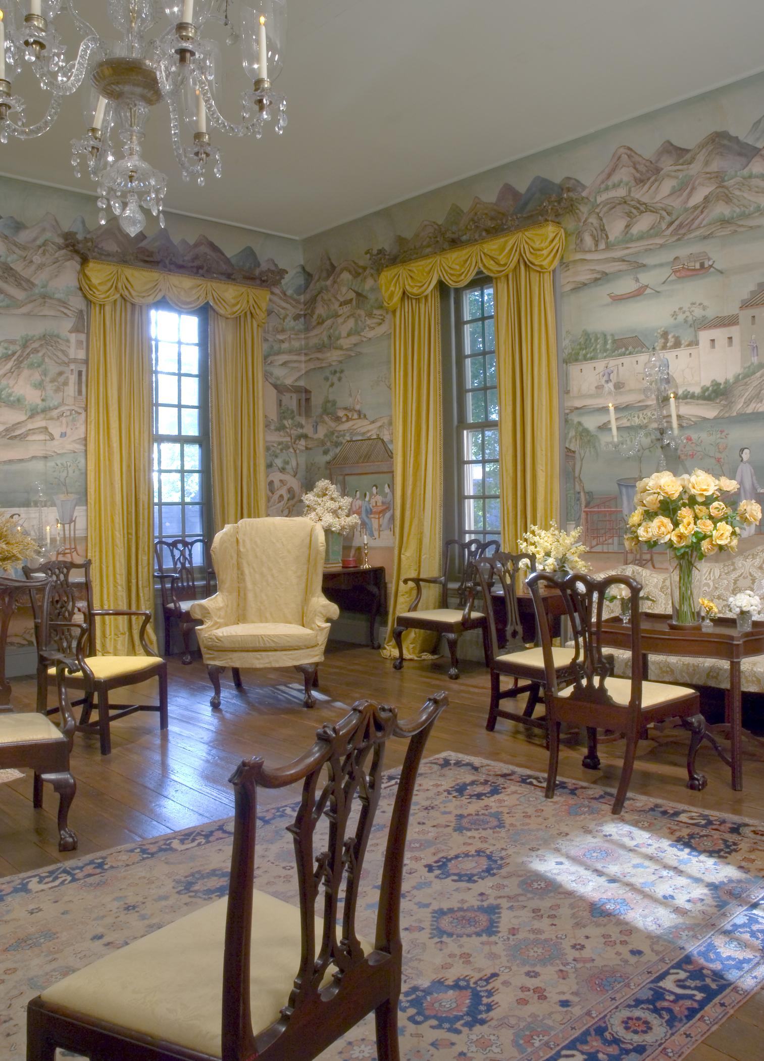 1969.1084 Wall covering, view 1, Chinese Parlor