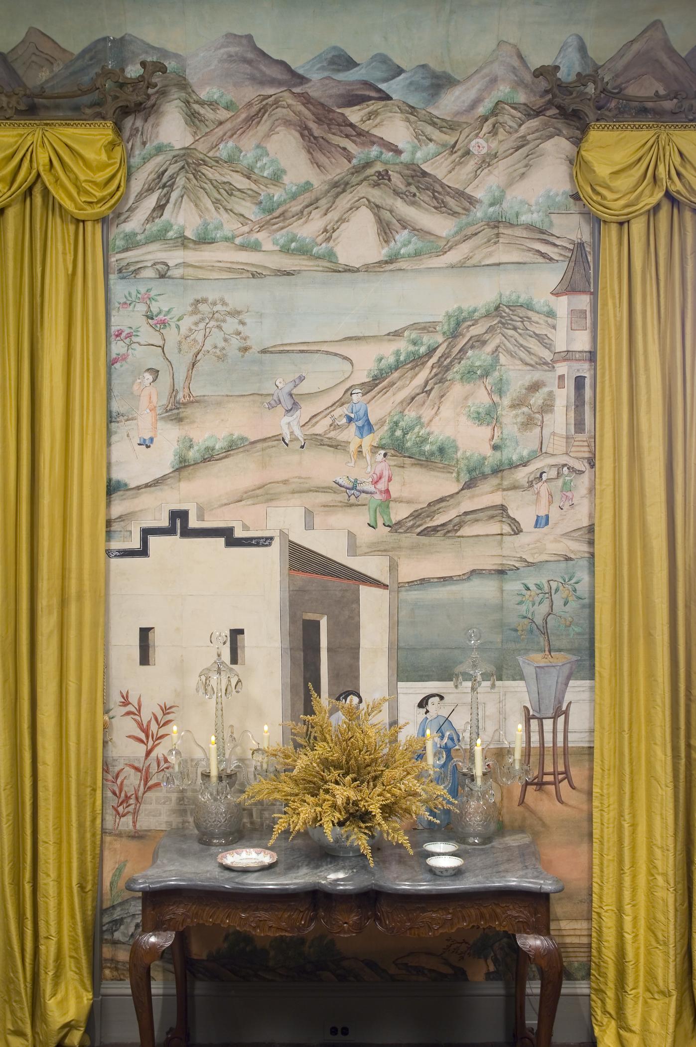 1969.1084 Wall covering, view 11, Chinese Parlor