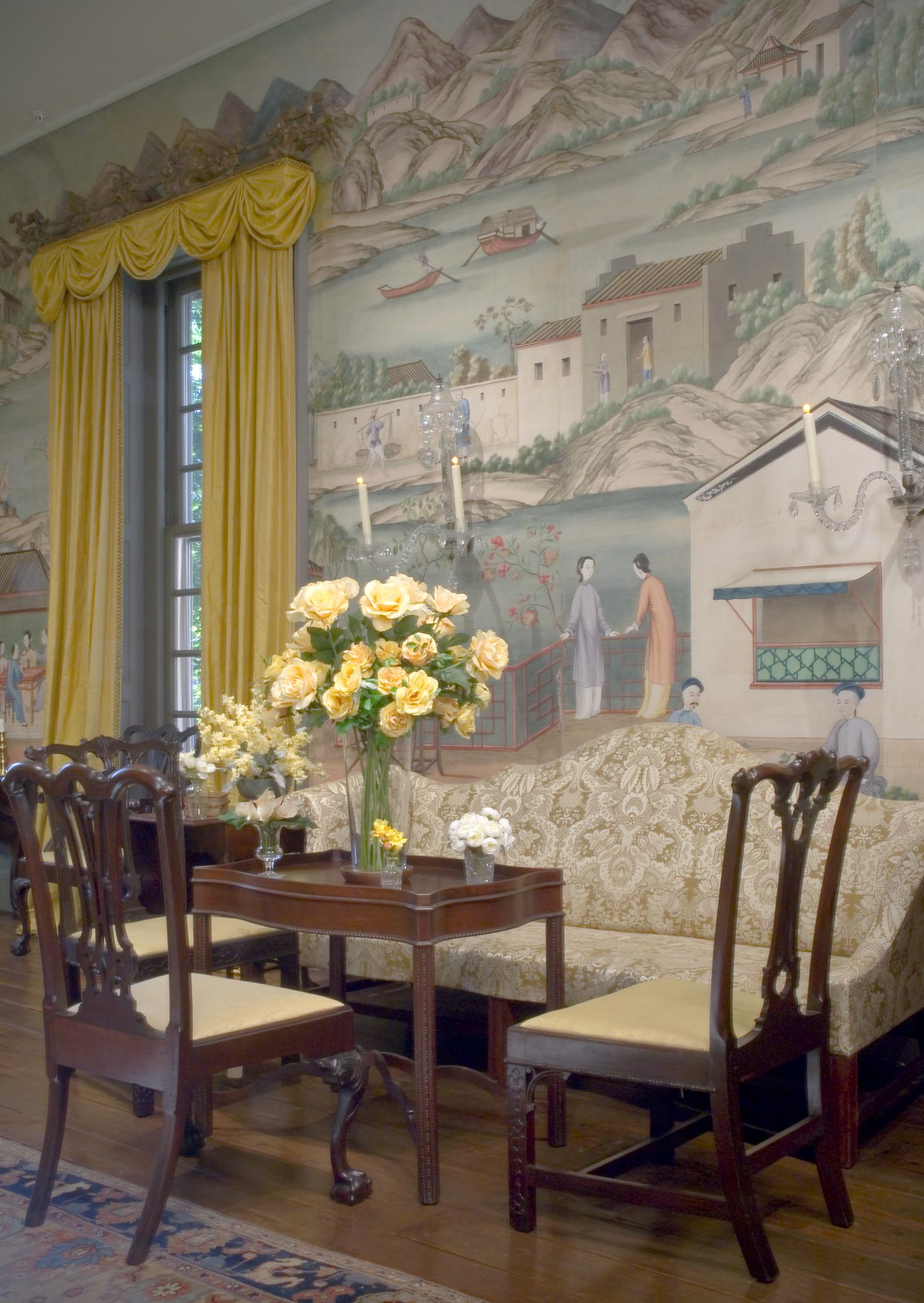 1969.1084 Wall covering, view 3, Chinese Parlor
