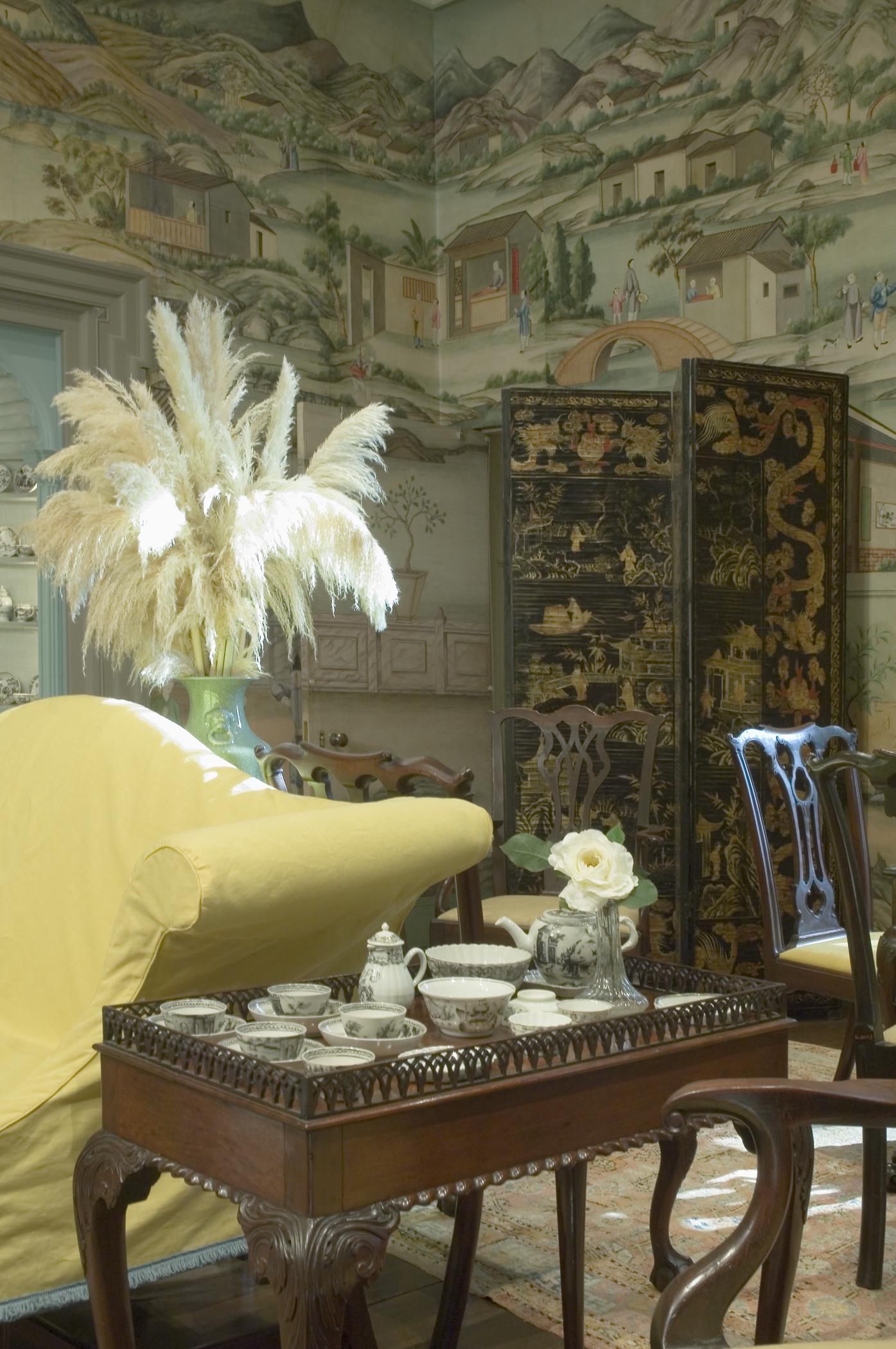 1969.1084 Wall covering, view 5, Chinese Parlor
