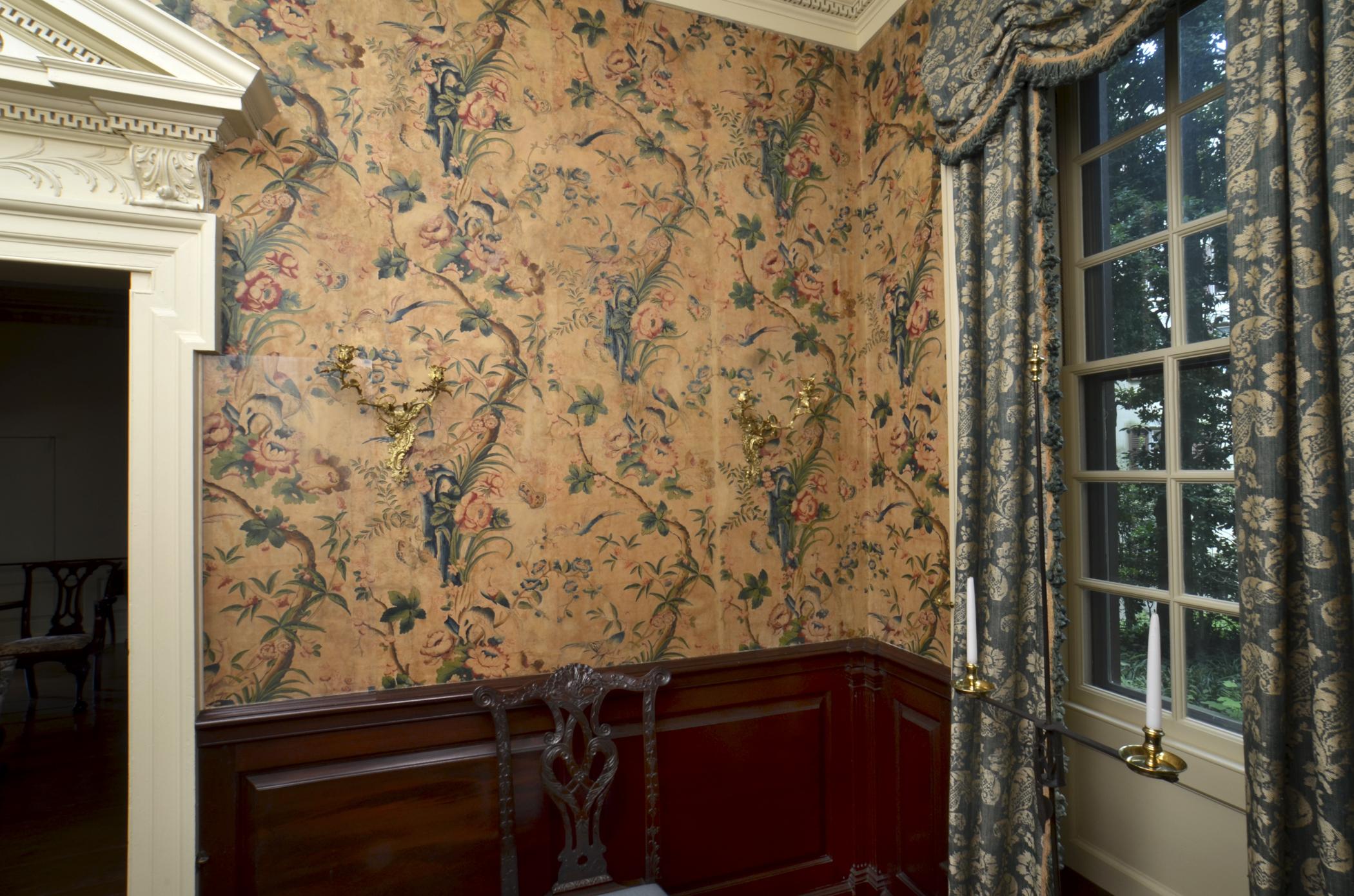 1969.1086 Wall covering, view 2, Blackwell Vestibule 2013