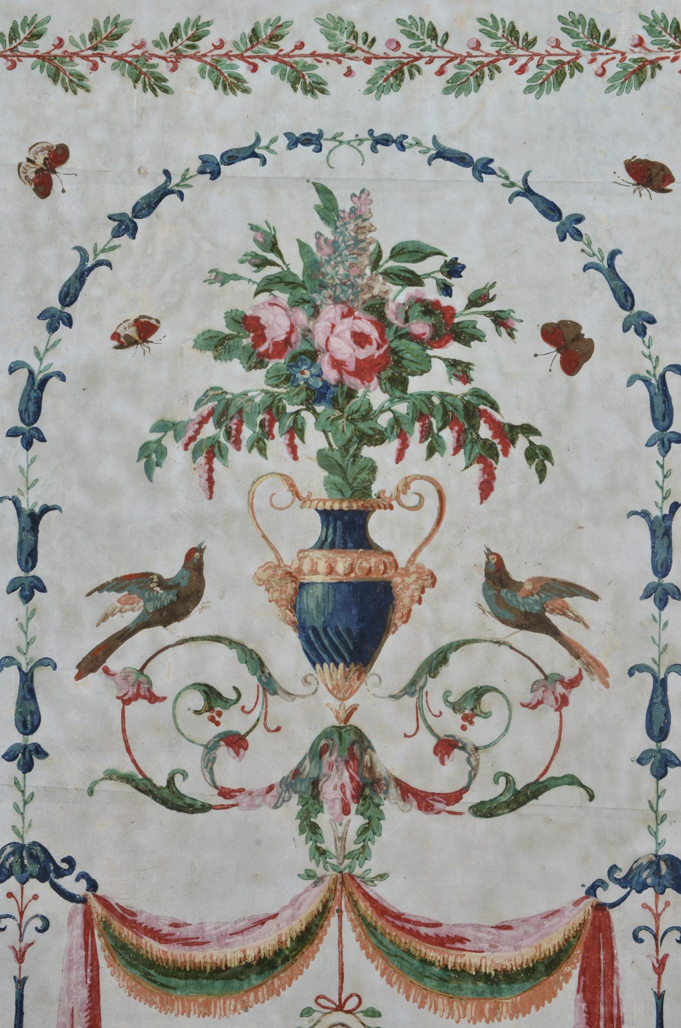 1969.1092.001 Wall covering, detail 3, Federal Parlor