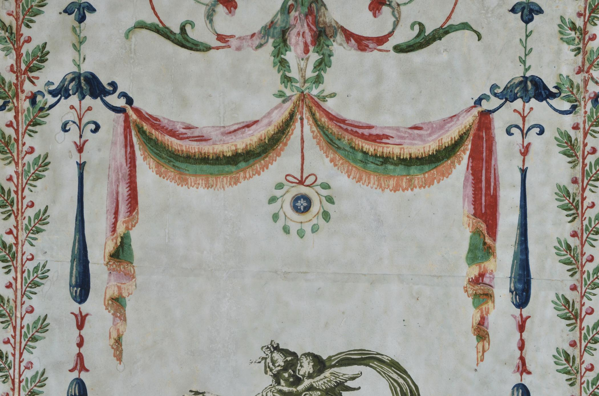 1969.1092.001 Wall covering, detail 5, Federal Parlor