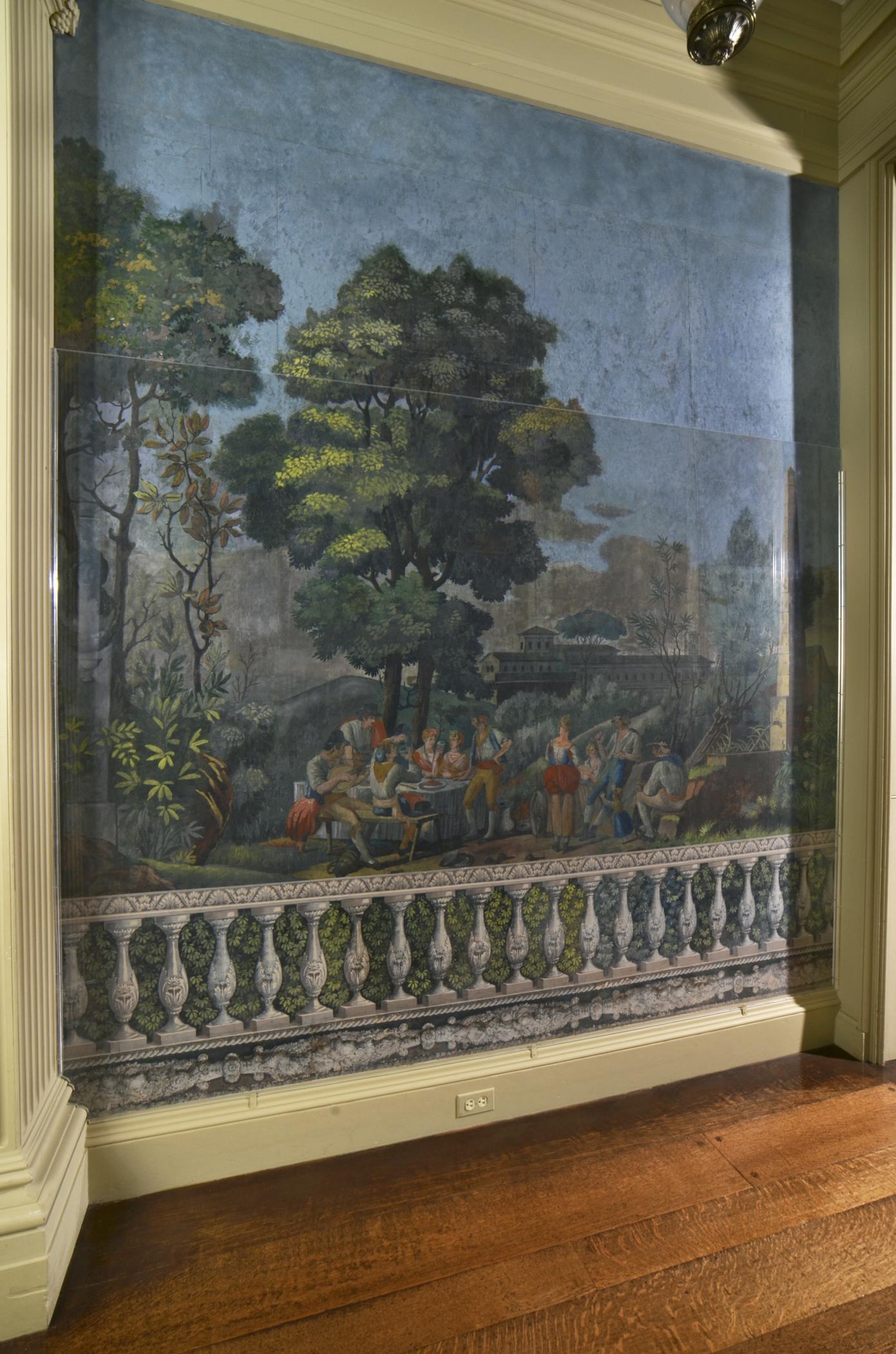 1969.1095 Wall covering, view 1, Dining Room Hall 2013