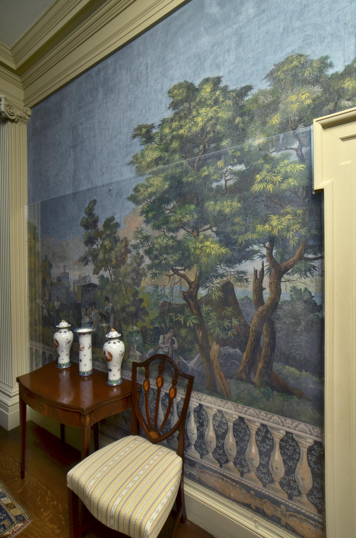 1969.1095 Wall covering, view 2, Dining Room Hall 2013