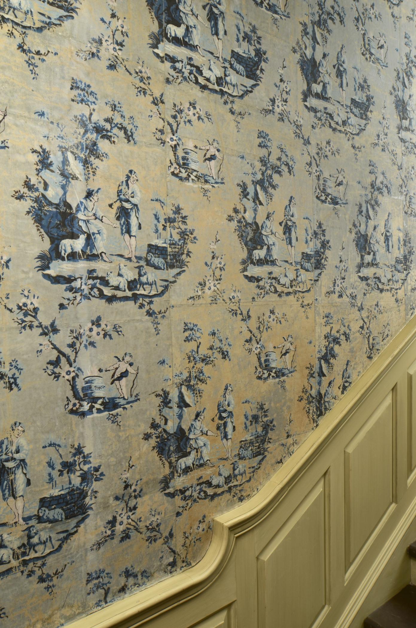1969.1096.001 A-G Wall covering, view 1, Centreville Stair Hall 2013