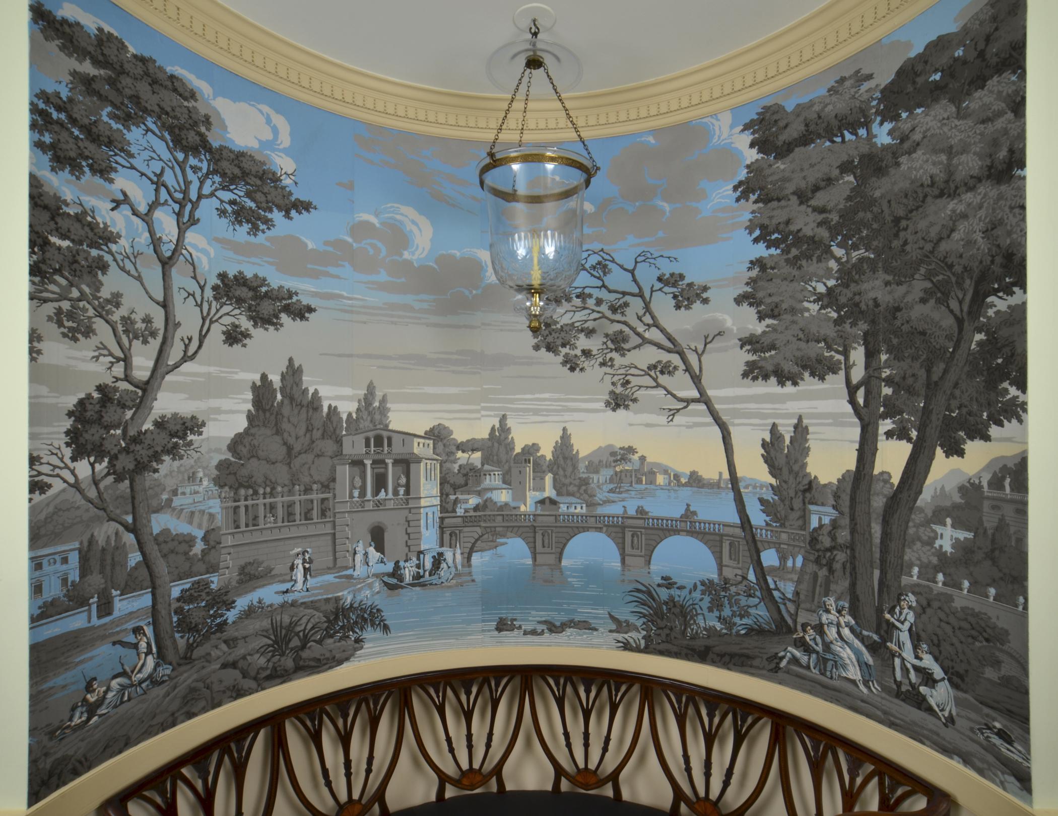 1969.1097.002 Wallcovering, view 1, Sixth Floor Hall-North End Alcove