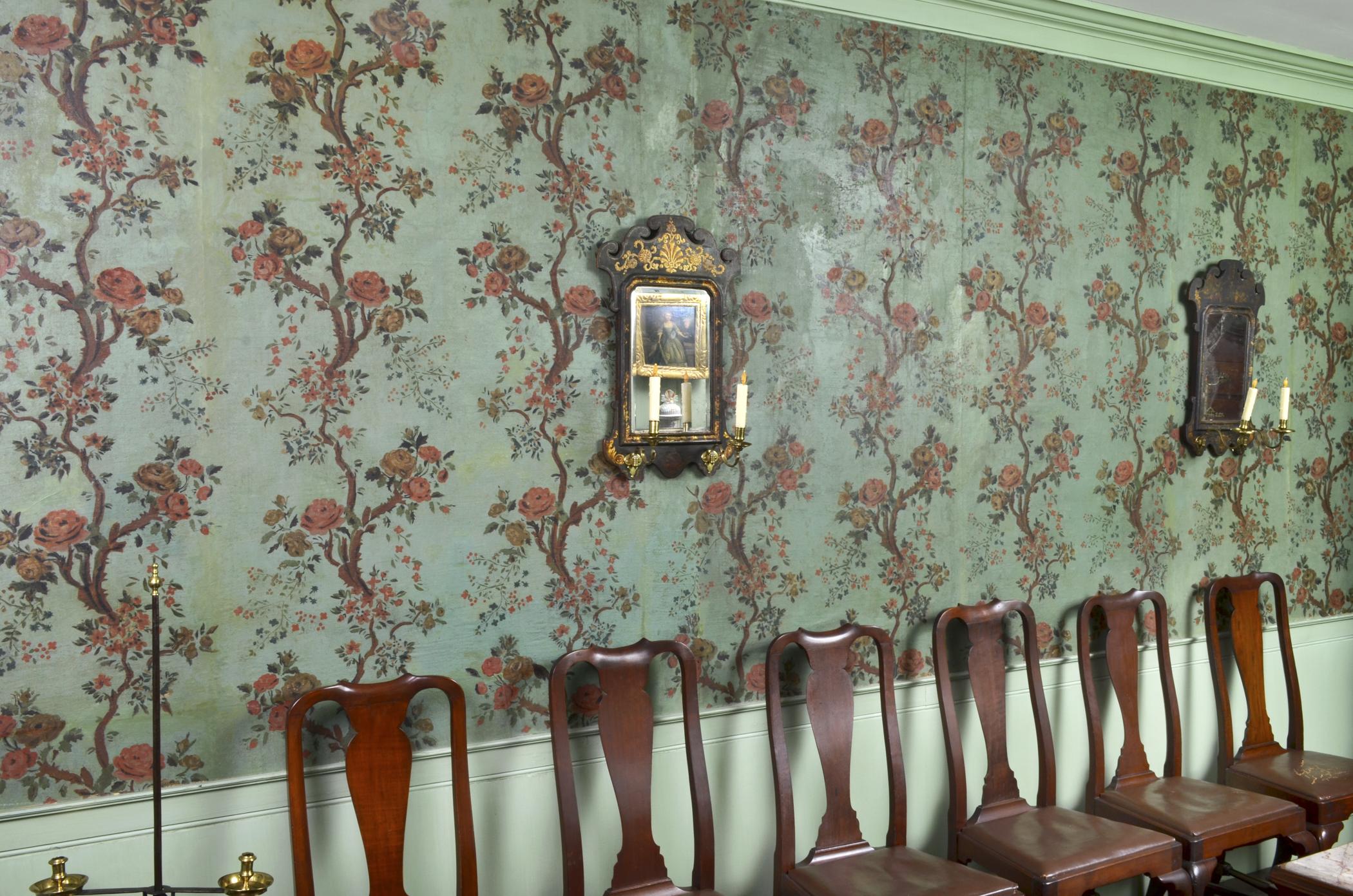 1969.1102.001 A-G Wall covering, view 1, Tappahannock Hall 2013