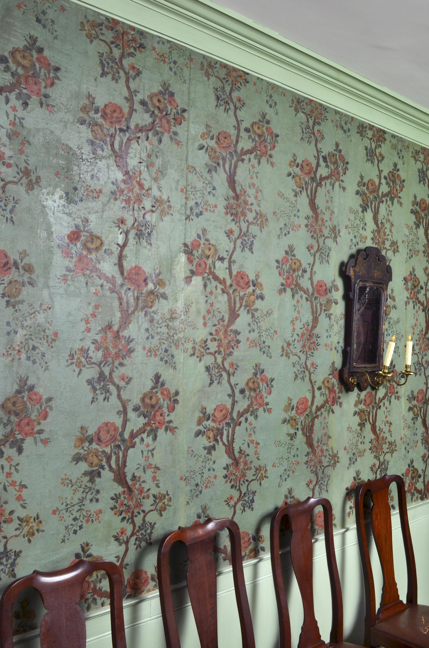1969.1102.001 A-G Wall covering, view 2, Tappahannock Hall 2013