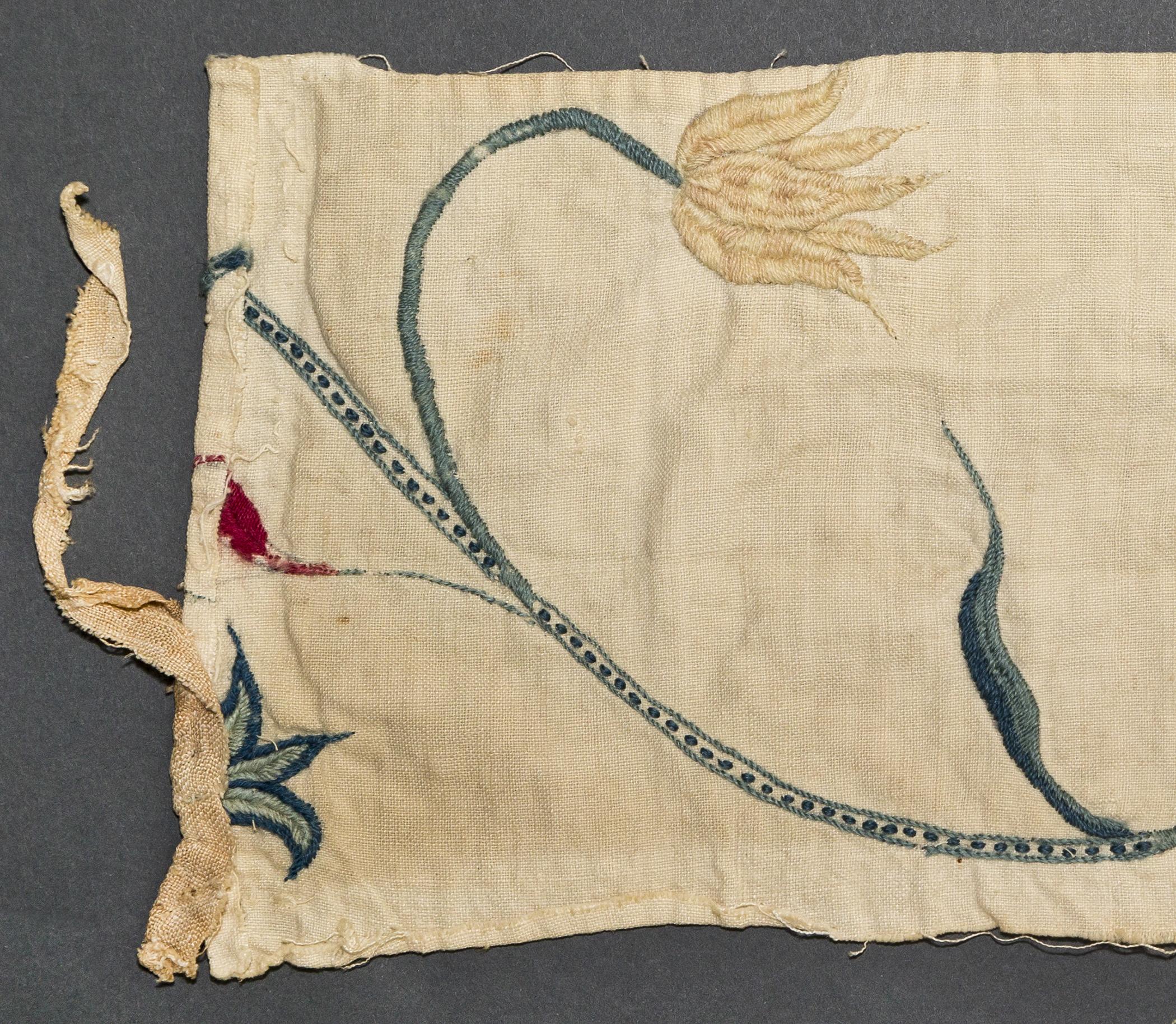 1969.1239 Textile fragment, embroidered, detail 1