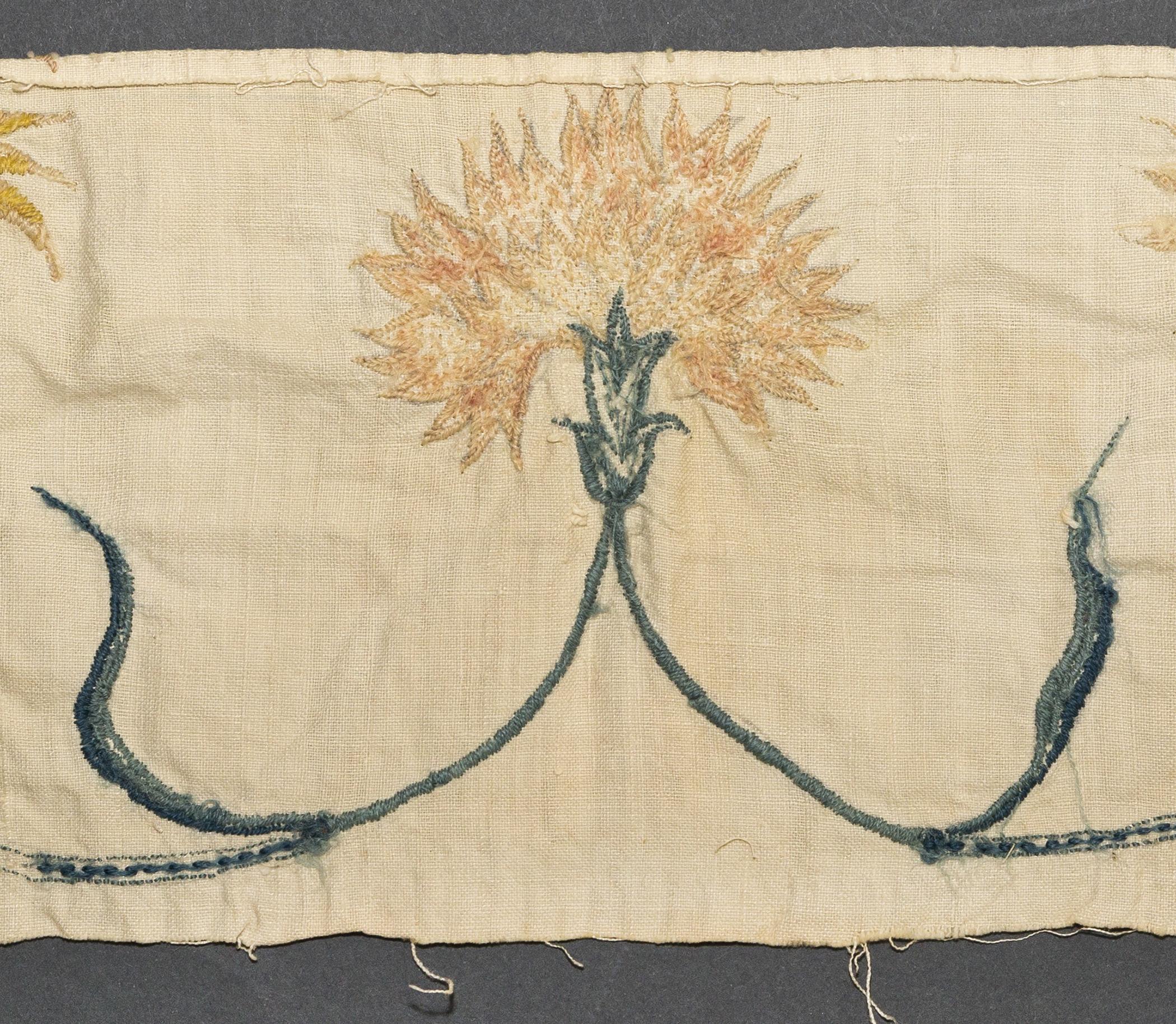 1969.1239 Textile fragment, embroidered, reverse, detail 2