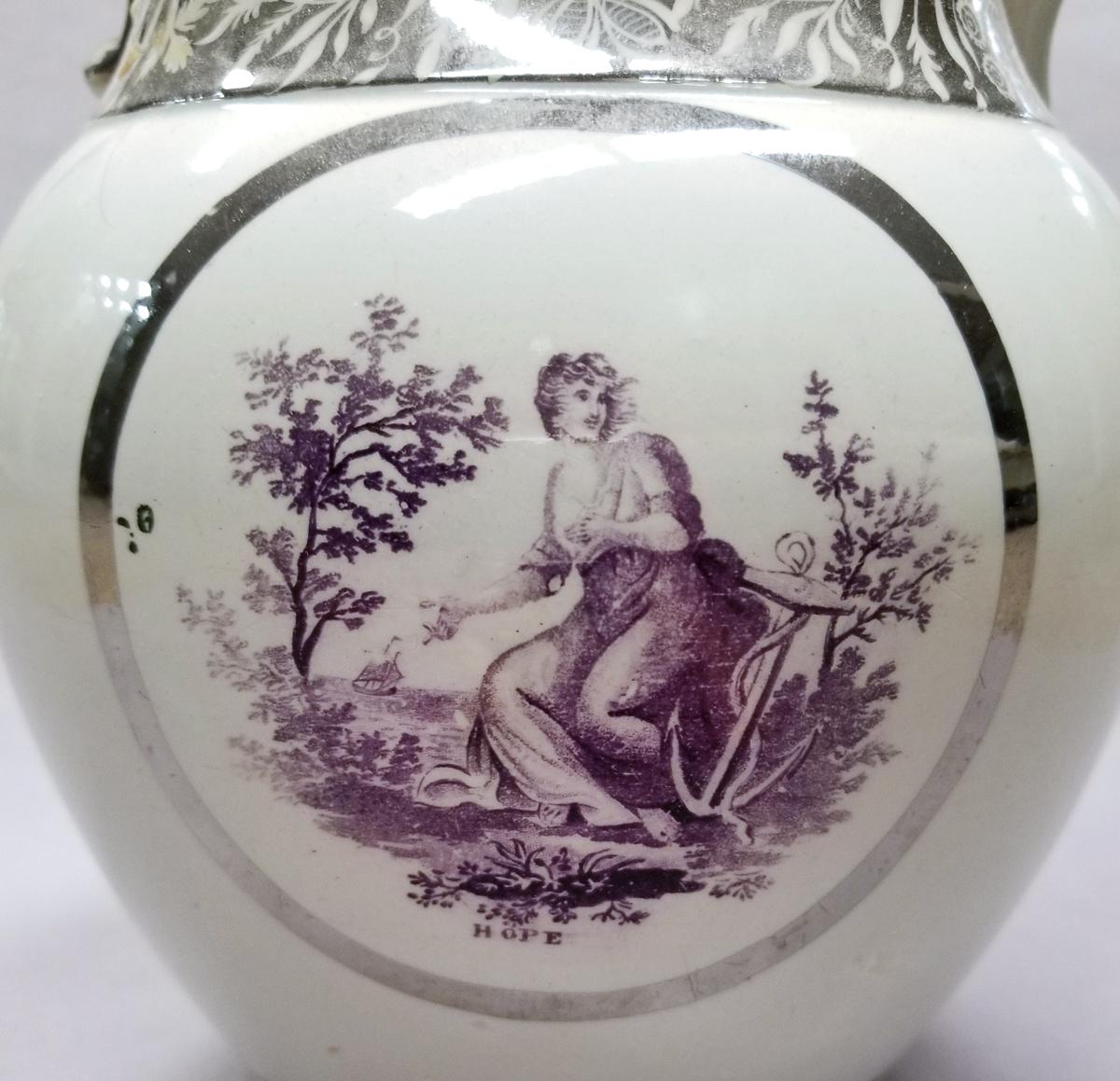 1969.1418 Lusterware Jug, Hope detail