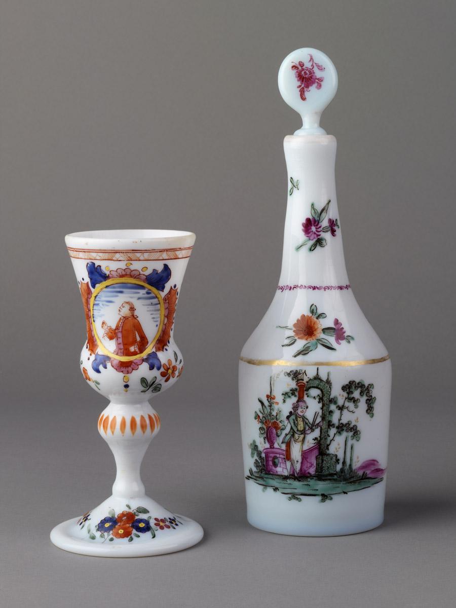 1958.1420, 1969.1430 A, B Wineglass, goblet and decanter