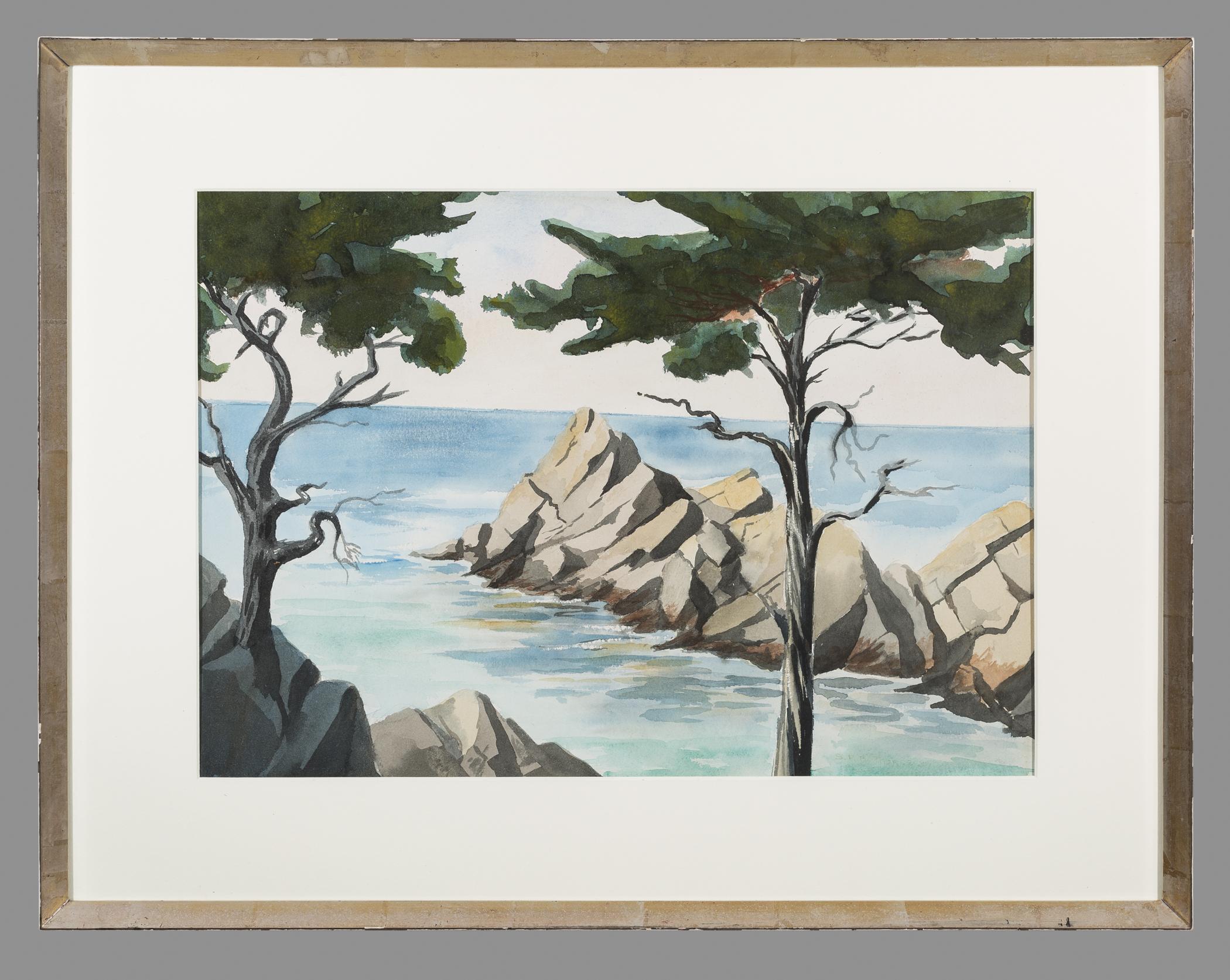 1969.1788 A, B Watercolor and frame, view 1
