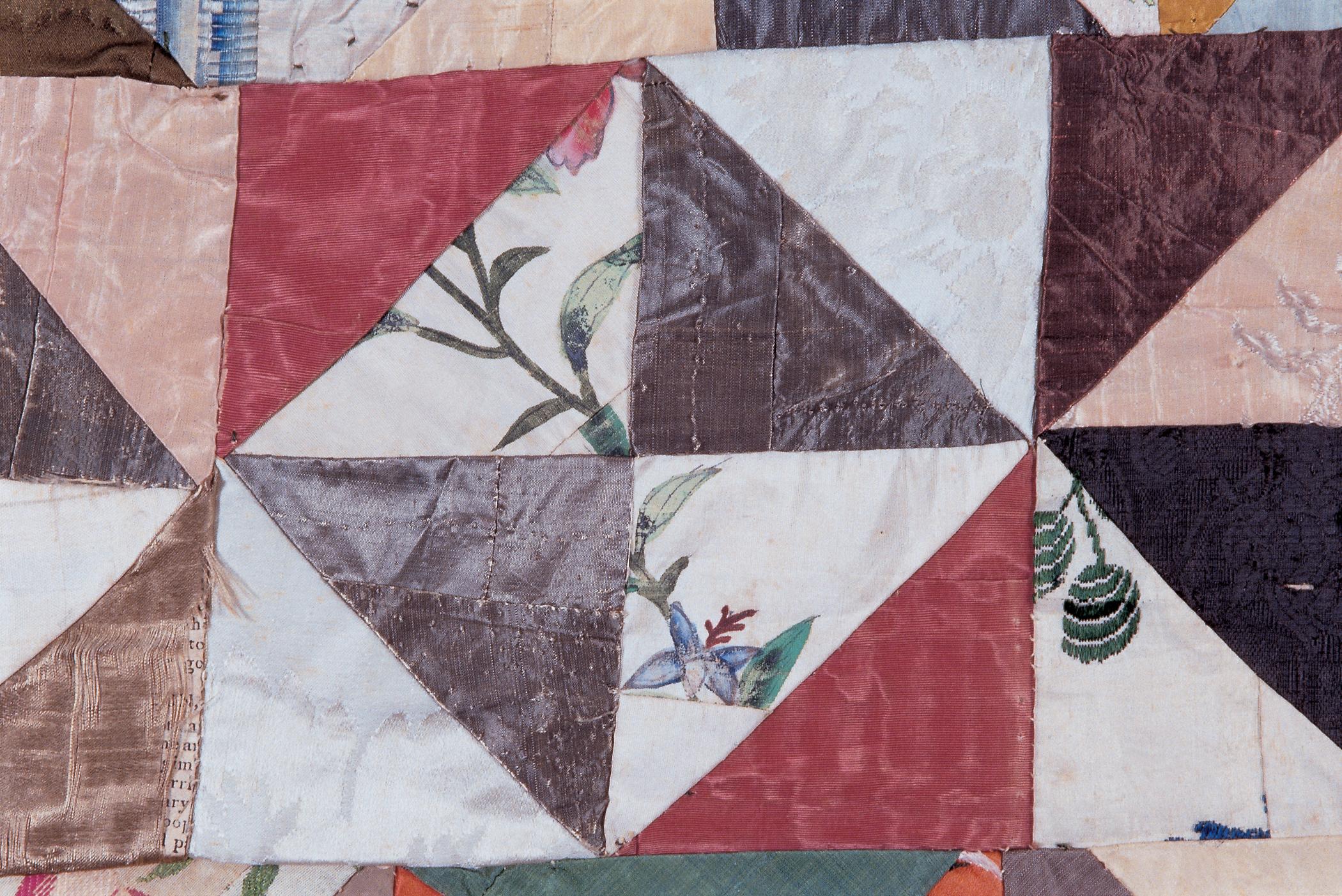 1957.0048 Quilt (Detail 3, Chinese painted silk)