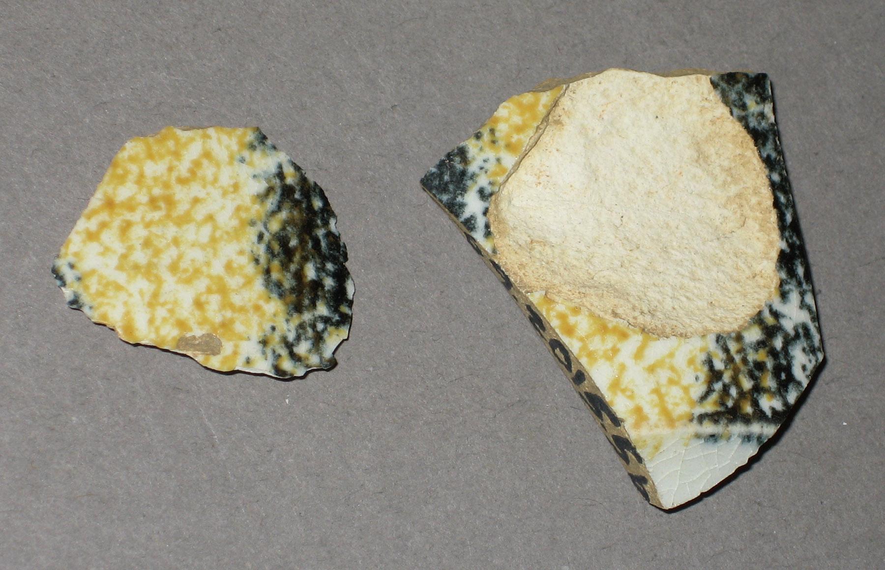1969.2015.005 A, B Spatterware fragments