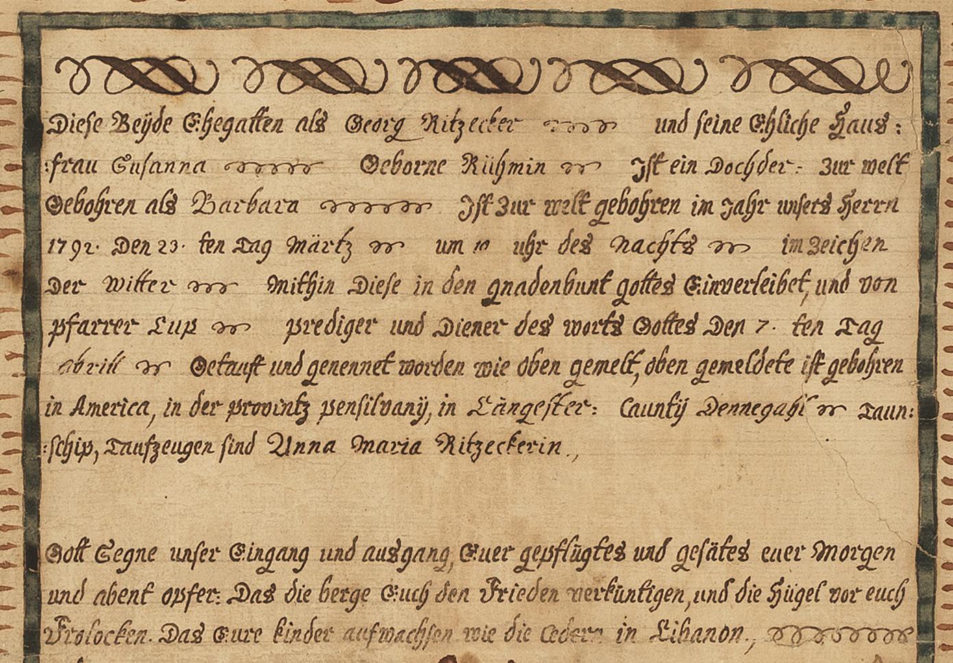 1957.0083.007 A Fraktur, detail 1