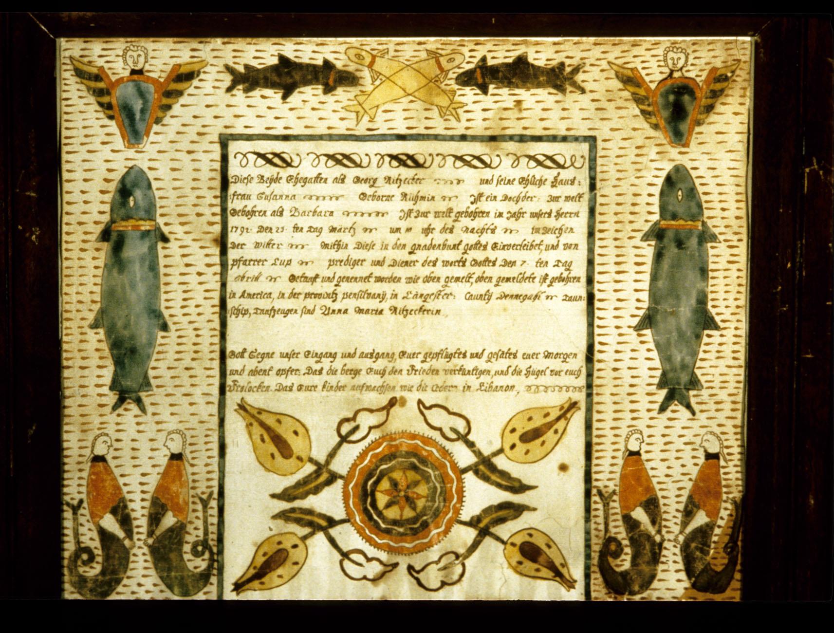 1957.0083.007 A Fraktur, B Frame, view 3