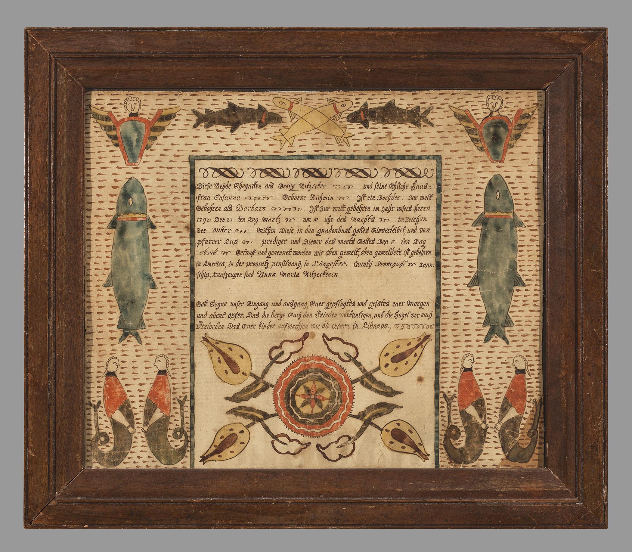 1957.0083.007 A Fraktur, B Frame, view 1