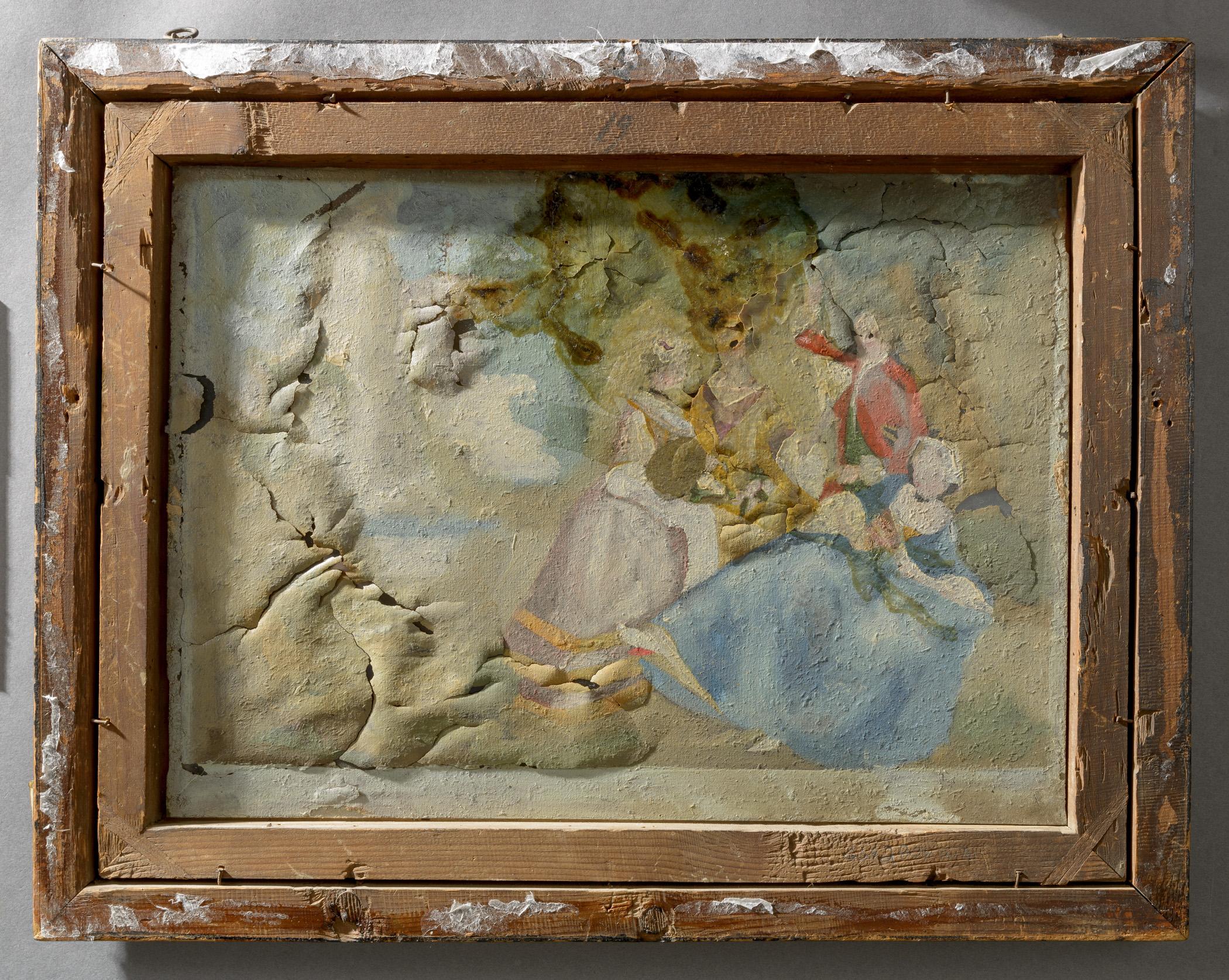 1969.2804 A Print on glass, B Frame, view 3, reverse, raking light