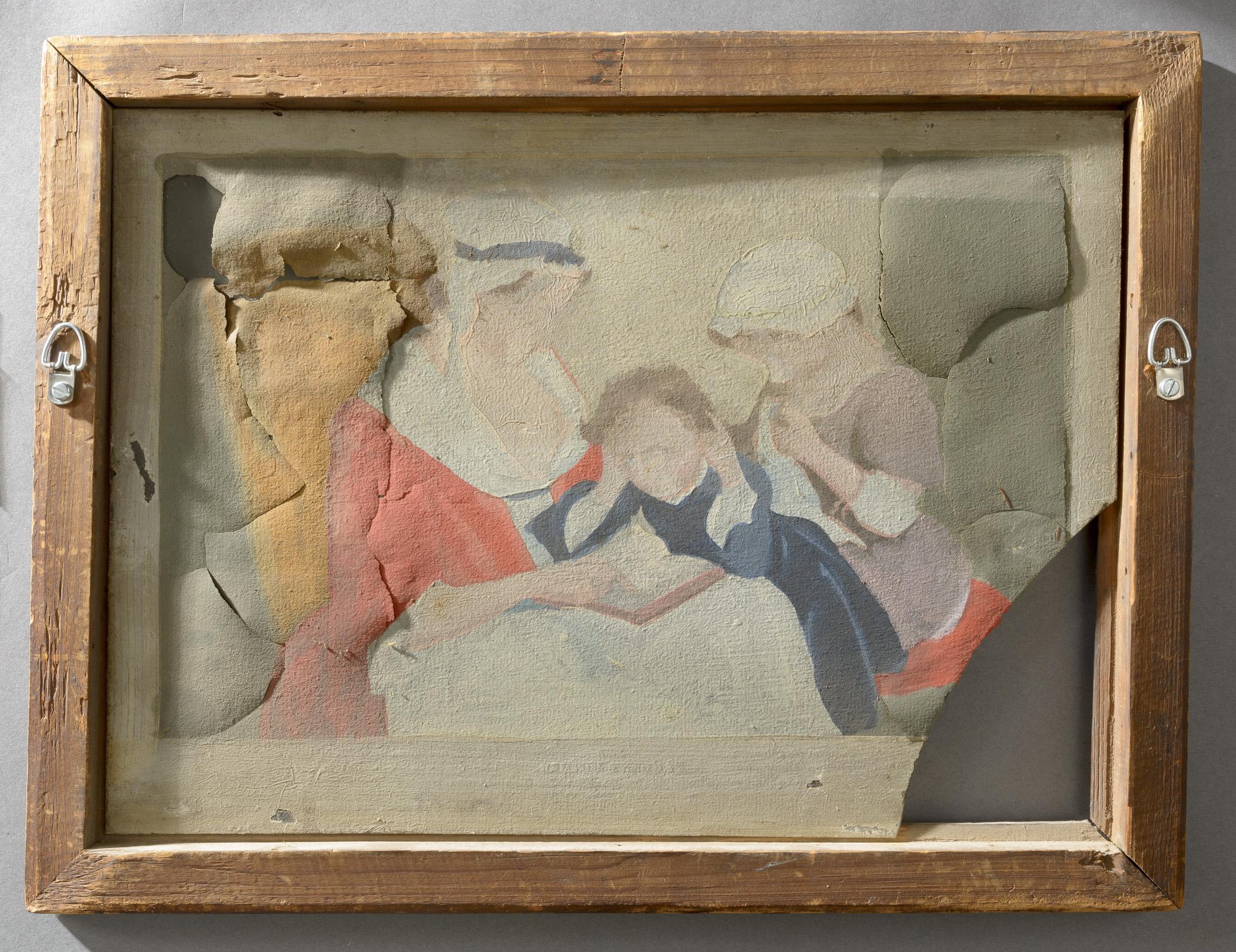 1969.2805 A Print on glass, B Frame, view 3, reverse, raking light