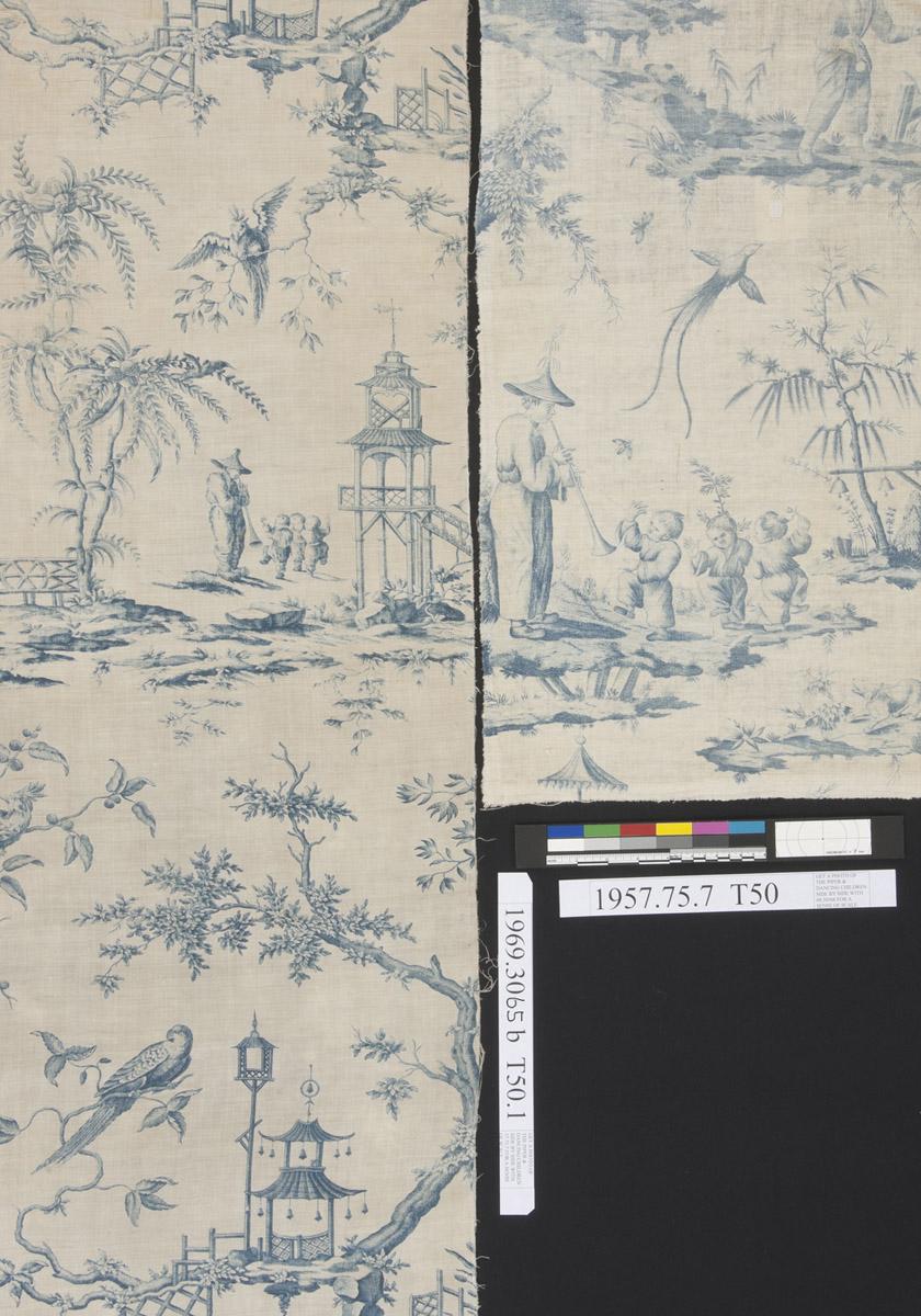 1969.3065 B Textile, printed and 1957.0075.007 Textile, printed, view 1