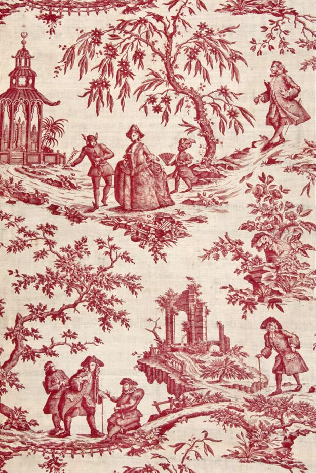 T51 textile, printed design repeat red
