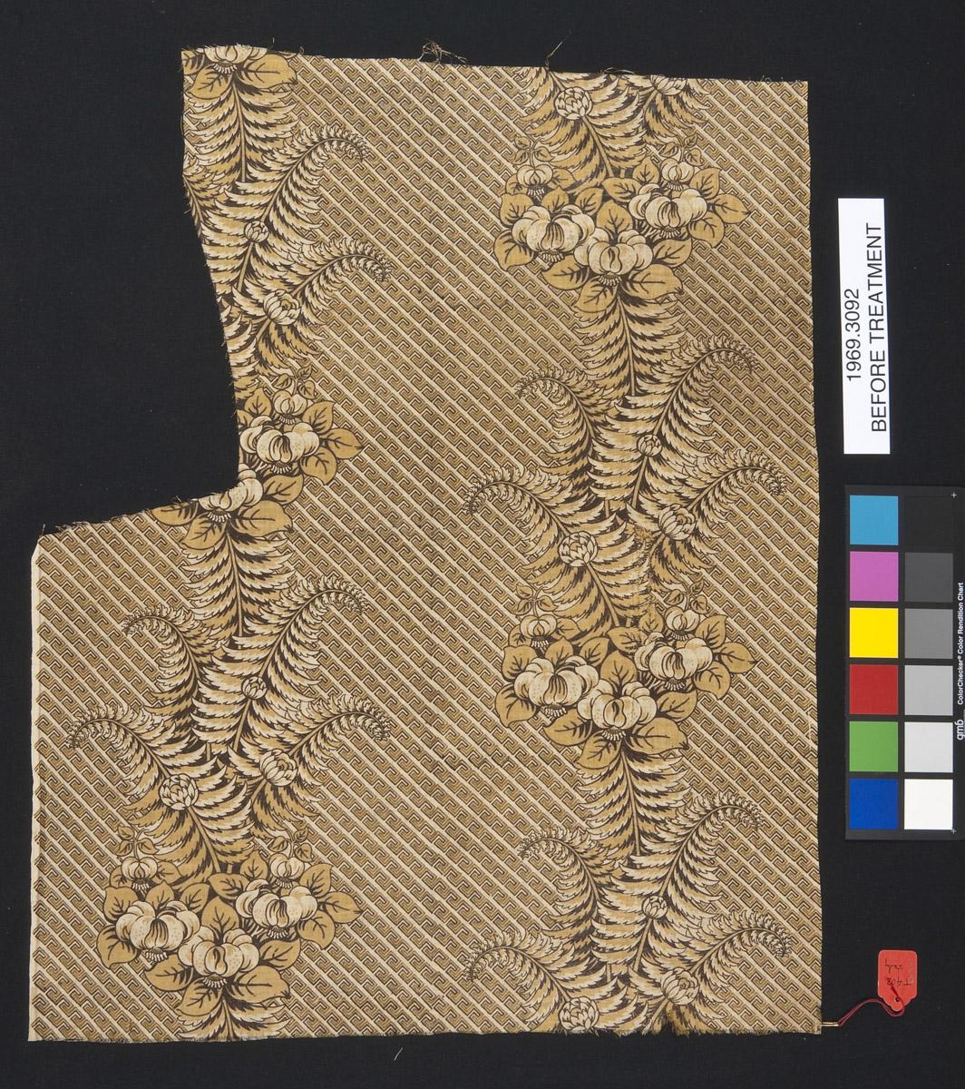 1969.3092 Textile, printed, before conservation treatment