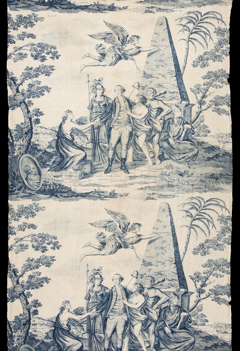 1969.3187 Textile, printed, detail 2, restored