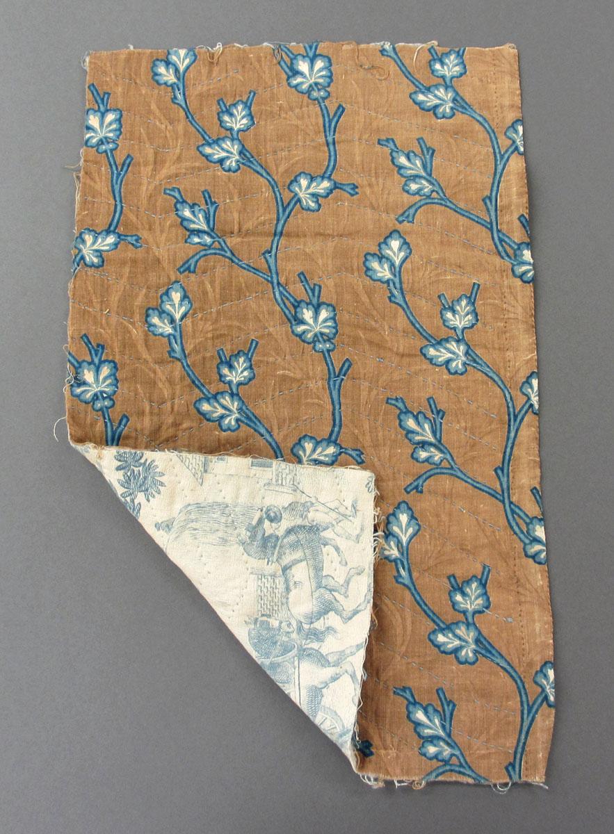 1969.3287 sewn to 1969.3286 Textile, printed folded corner