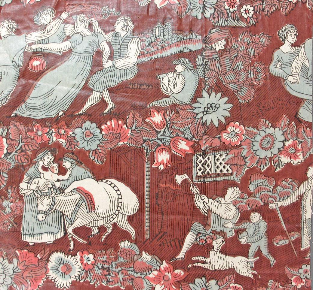 T162.1 Textile, printed, partial design repeat