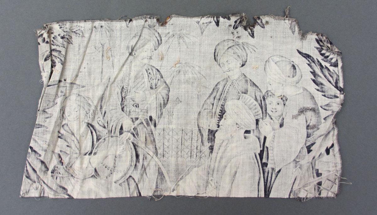 1969.3299.003 Textile, printed reverse