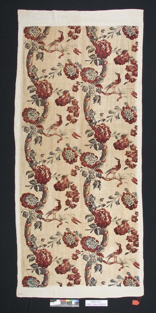 1969.3321 Textile, printed, overall, before conservation treatment
