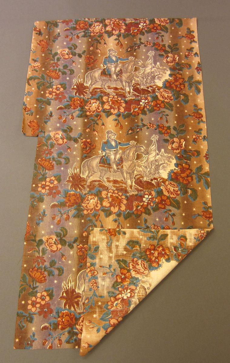 1969.3332.001 Textile, printed partial folded corner