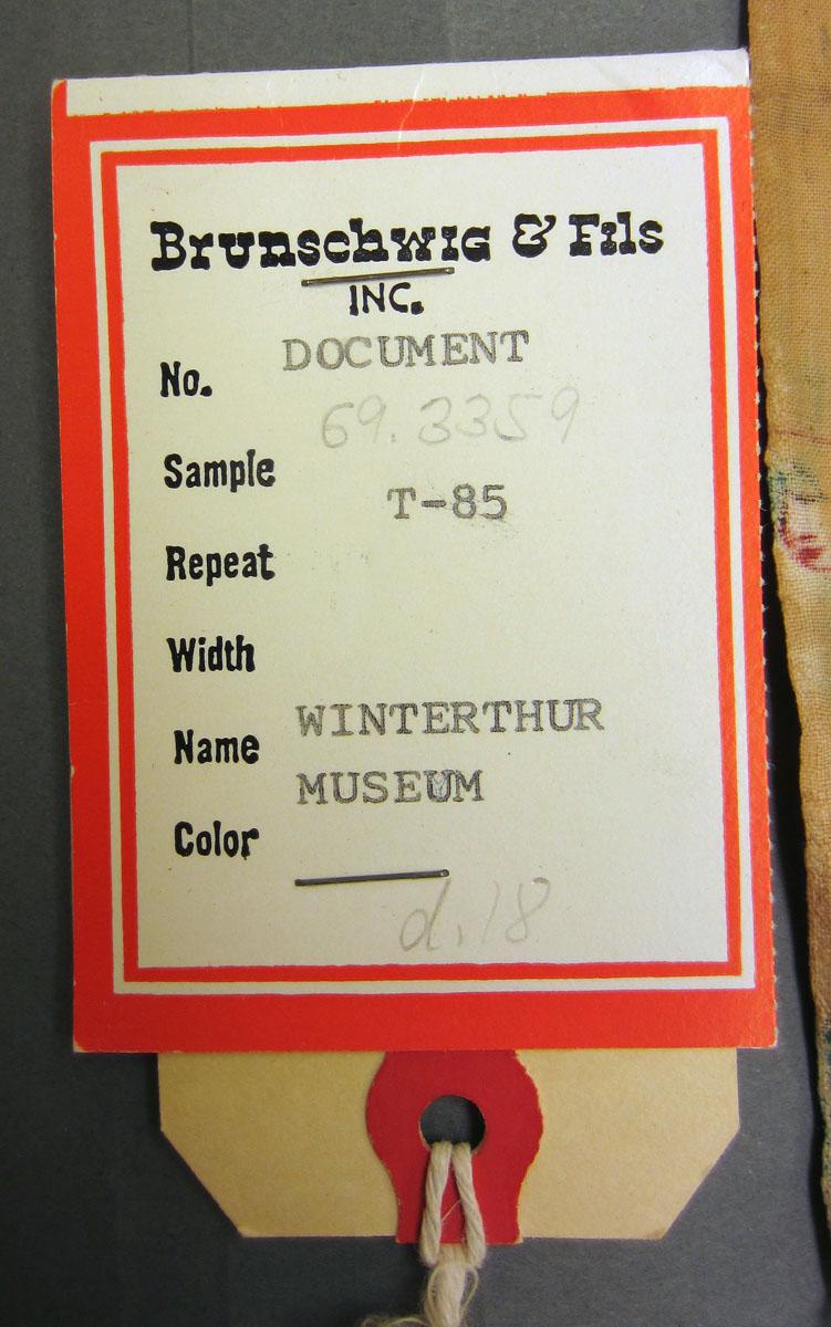 1969.3359 Textile, printed label upper surface
