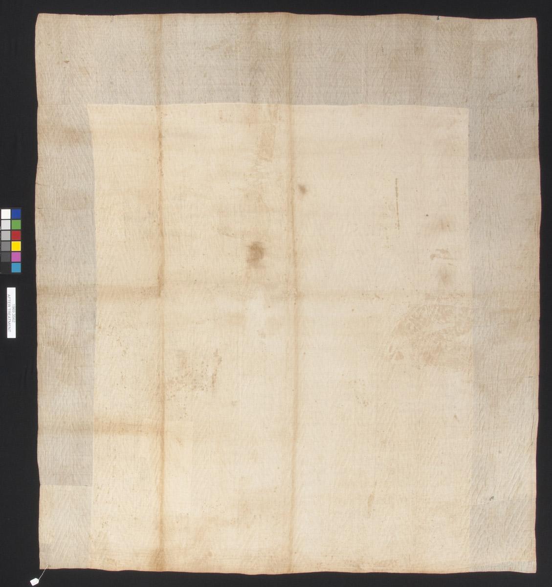 1969.3562 Quilt, overall, reverse, after conservation treatment