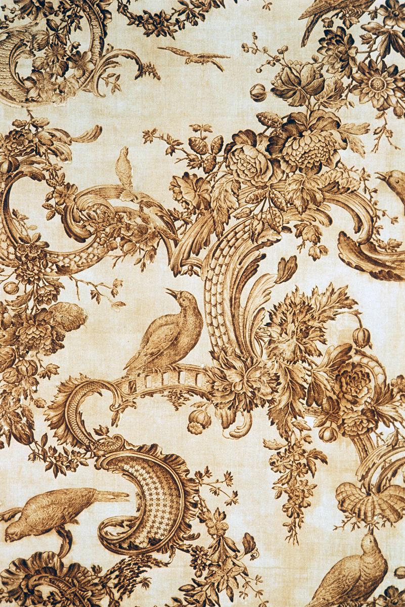 T80 brown textile, printed design repeat