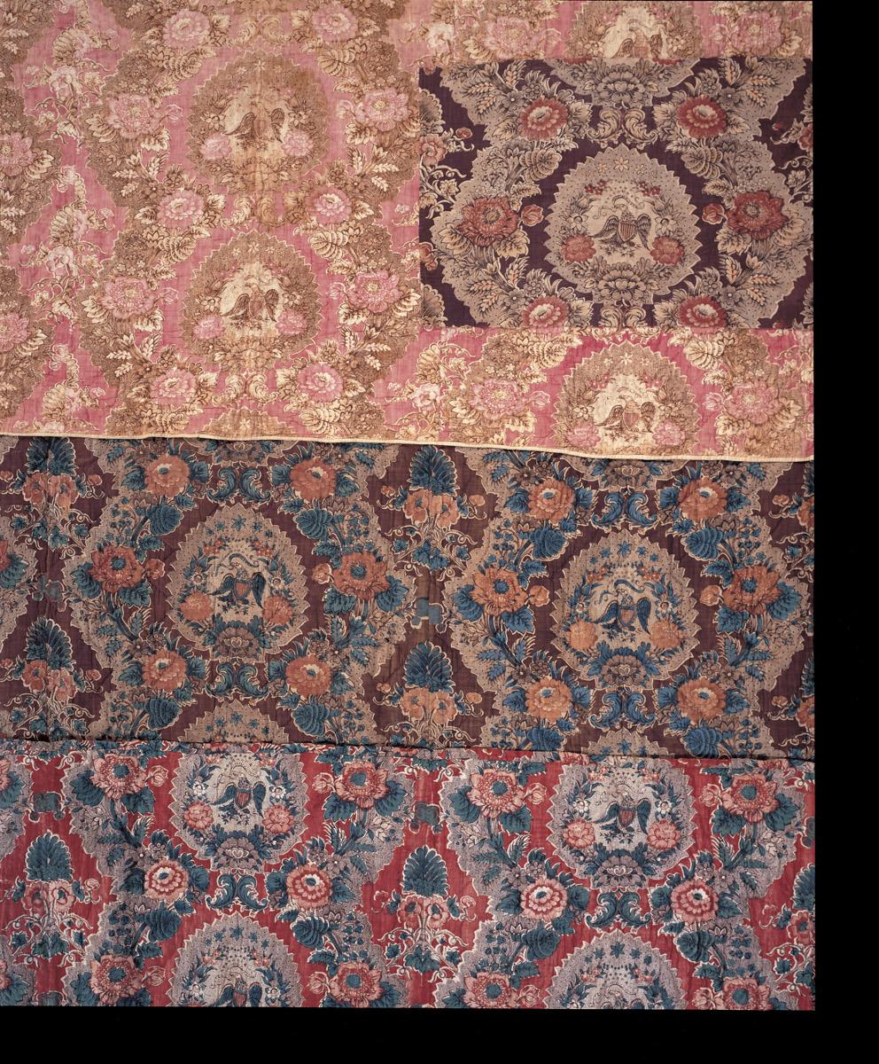 1969.3824 Quilt, 1969.3324.001 Textile, printed, 1969.3828 Quilt, 1969.3825 Quilt