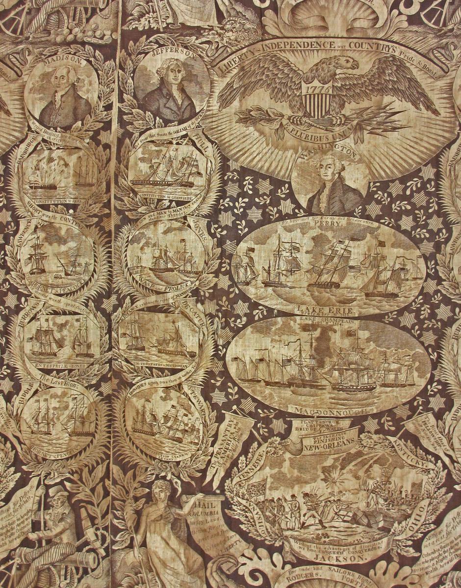 T129 textile, printed design repeat in brown