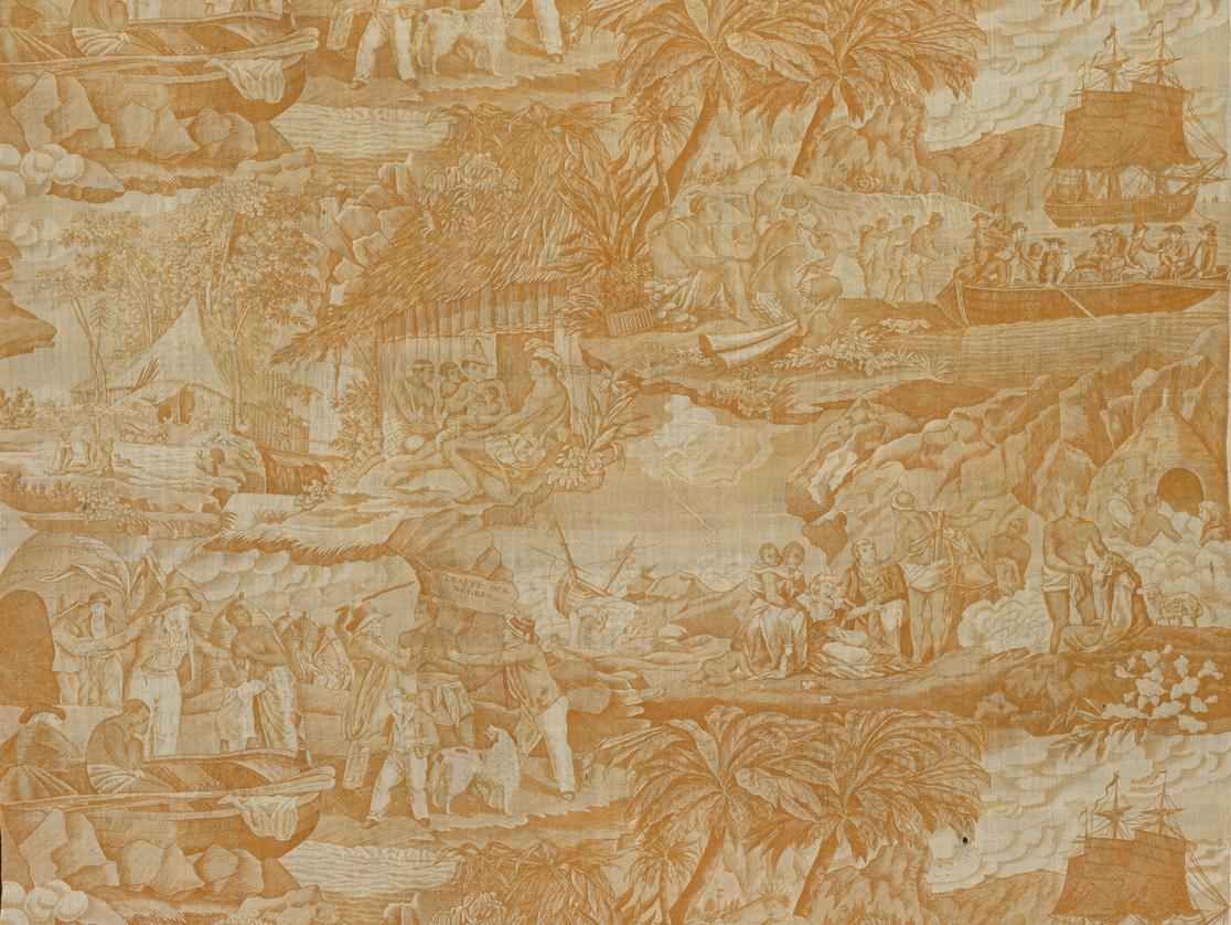 T147 Textile, printed, design repeat (mustard)