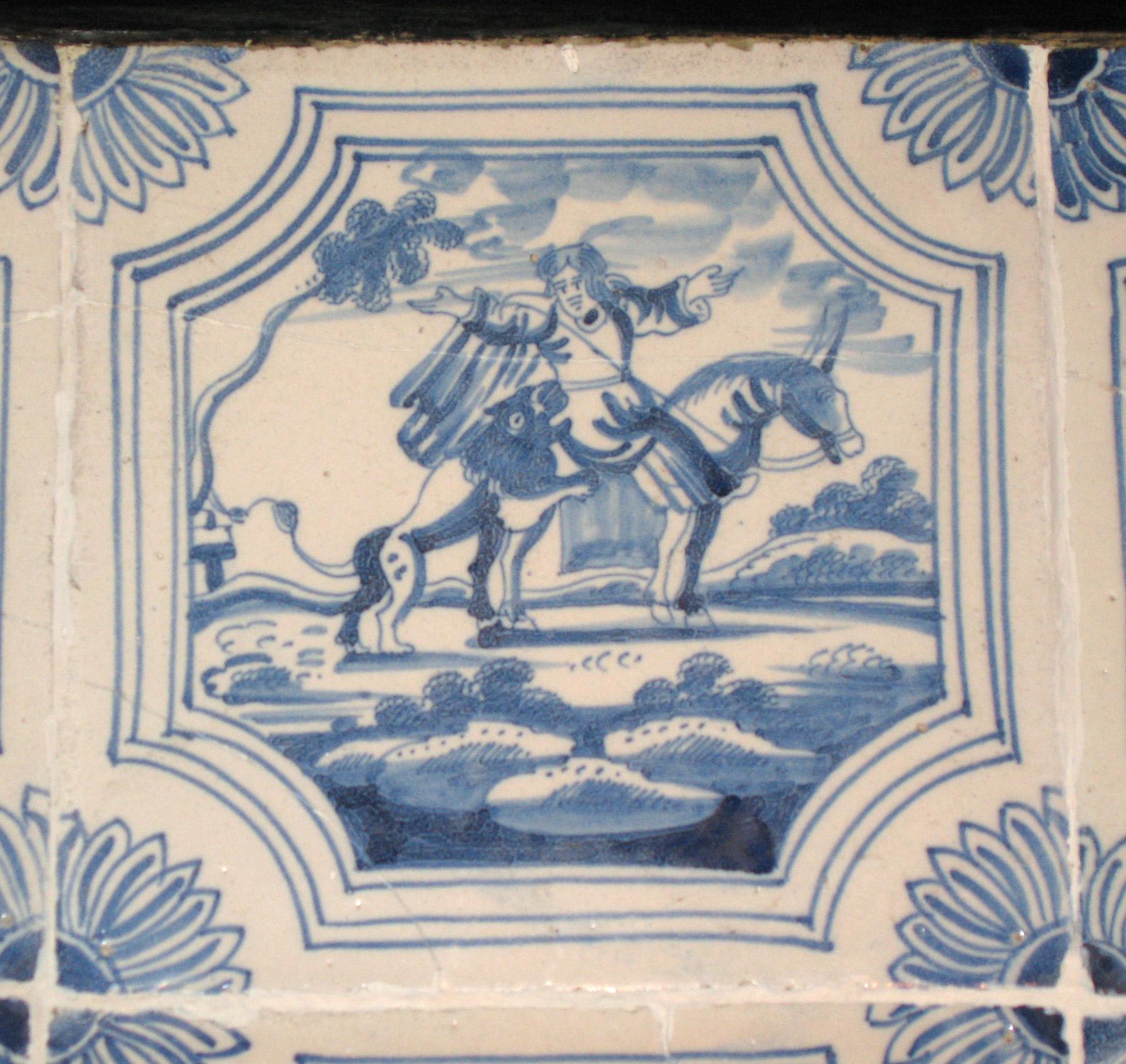 1969.4724.002 Delft tile mounted in table 1958.1507