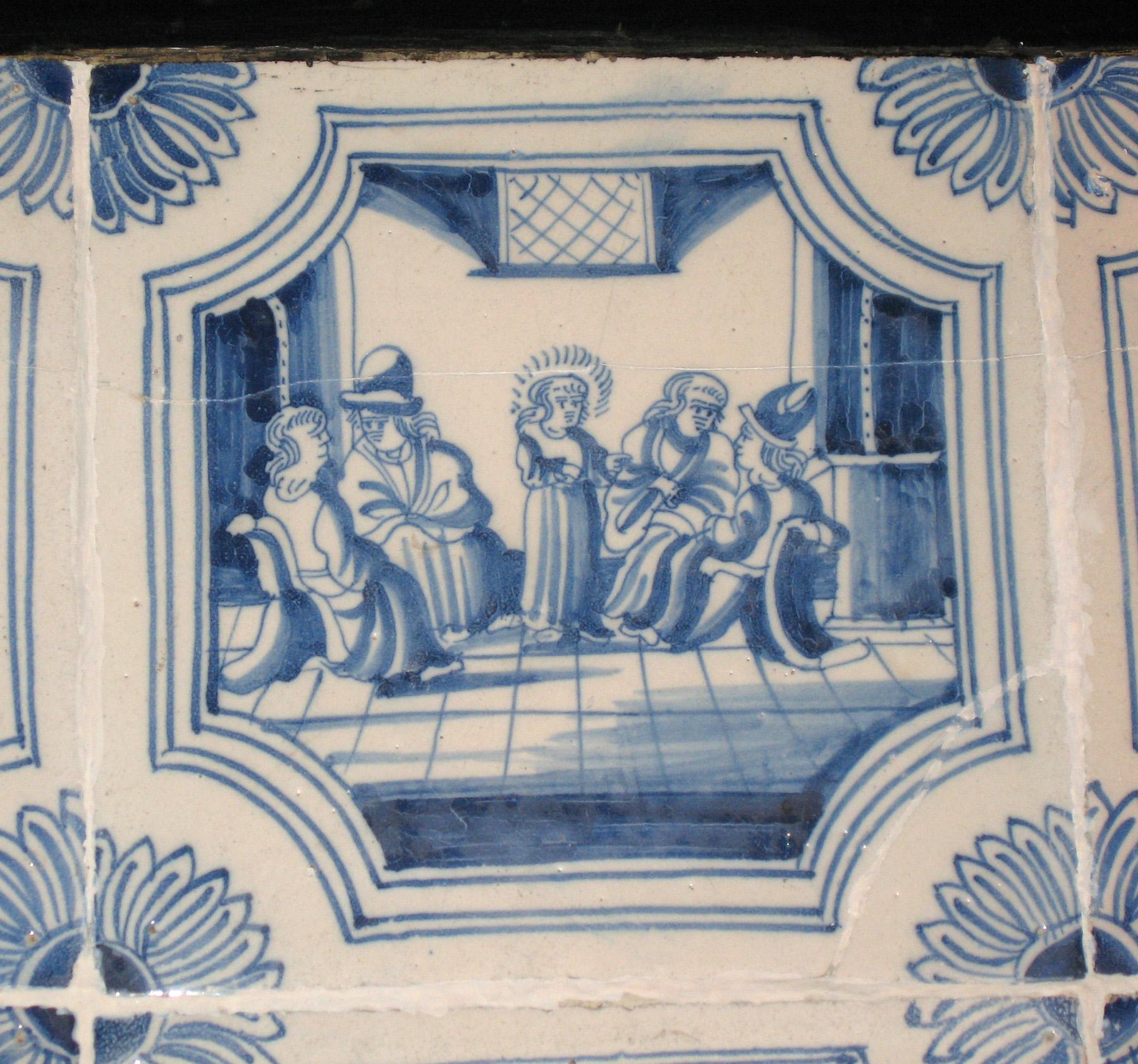 1969.4724.003 Delft tile mounted in table 1958.1507