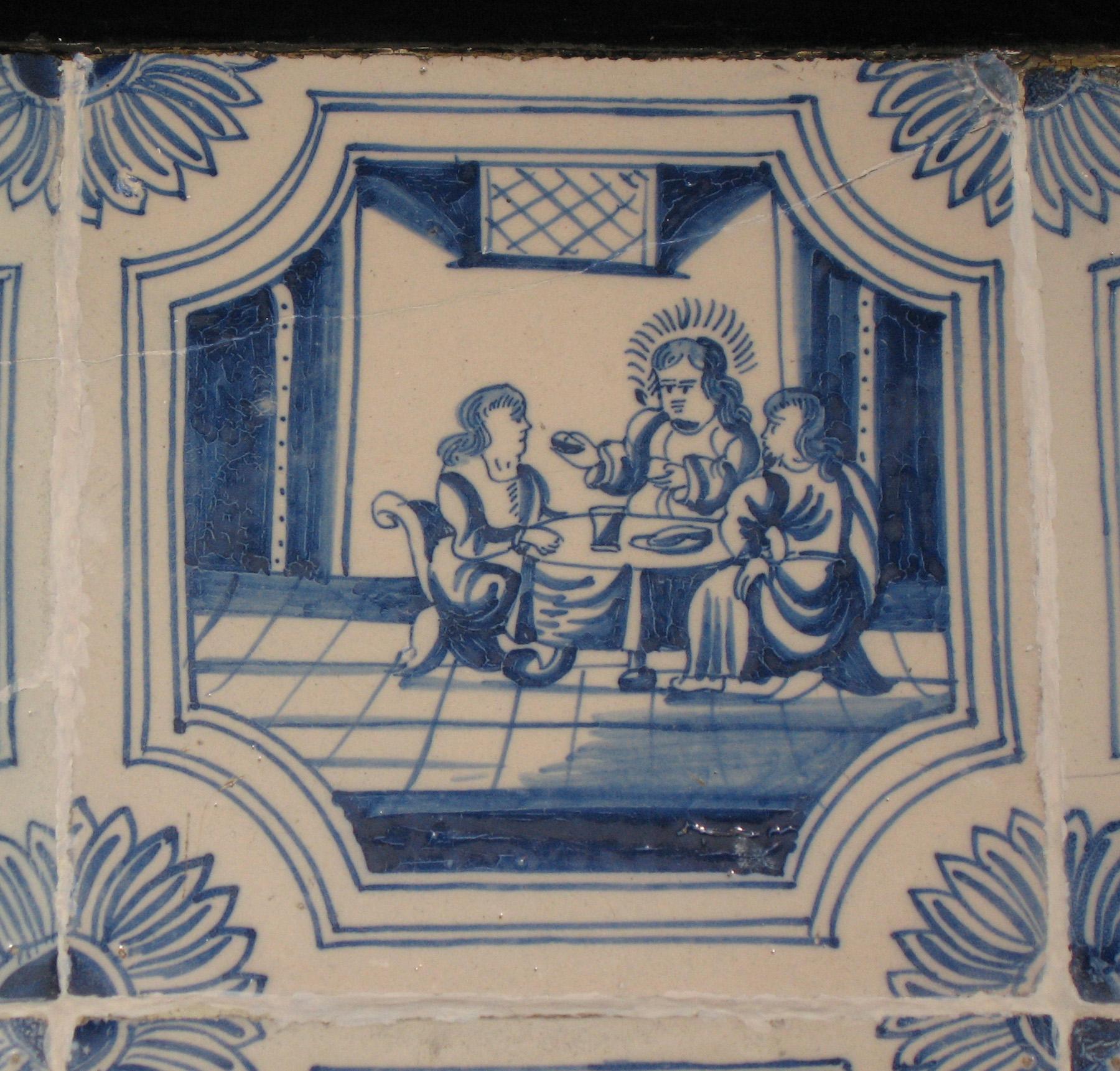 1969.4724.004 Delft tile mounted in table 1958.1507