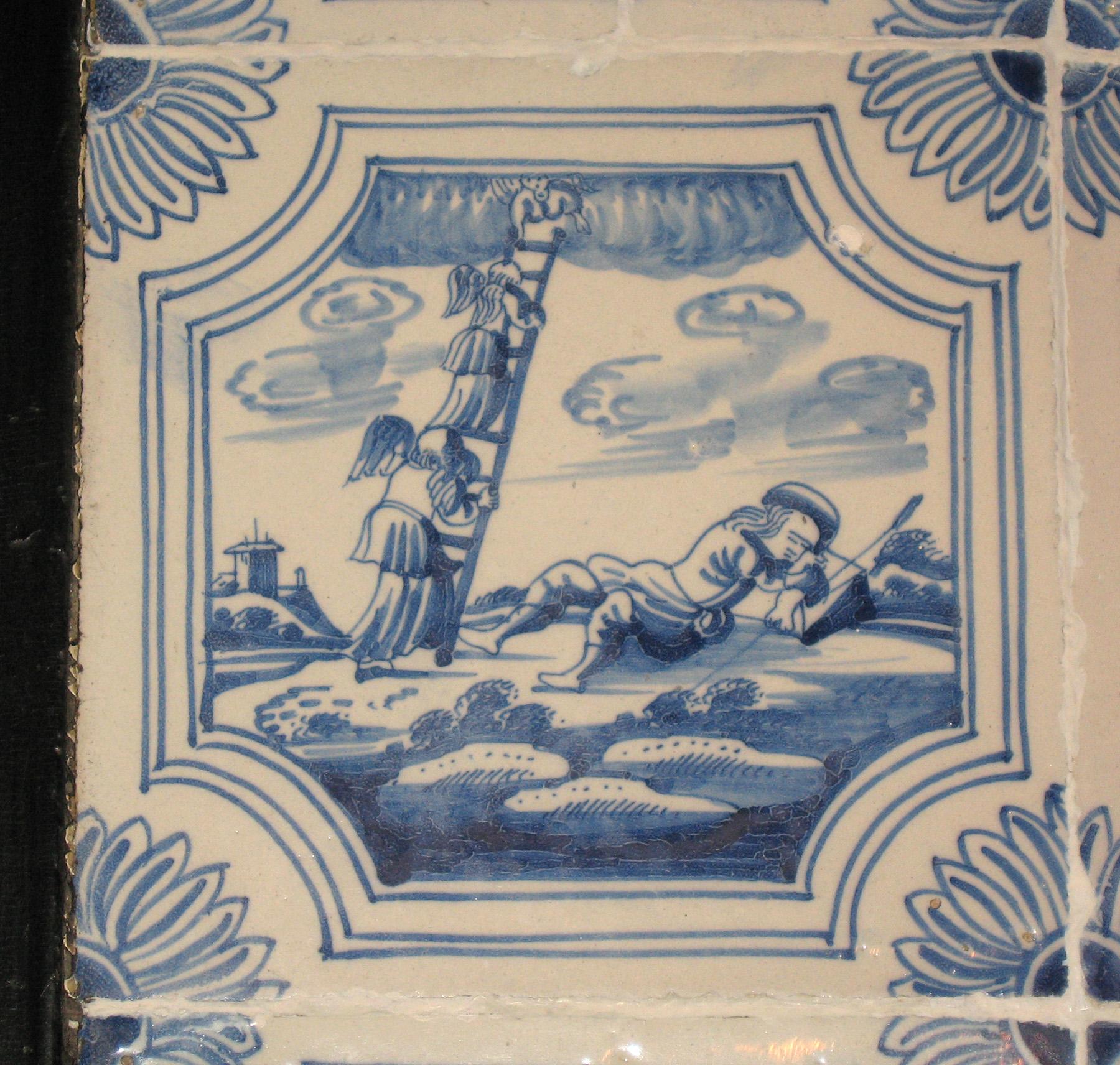1969.4724.006 Delft tile mounted in table 1958.1507