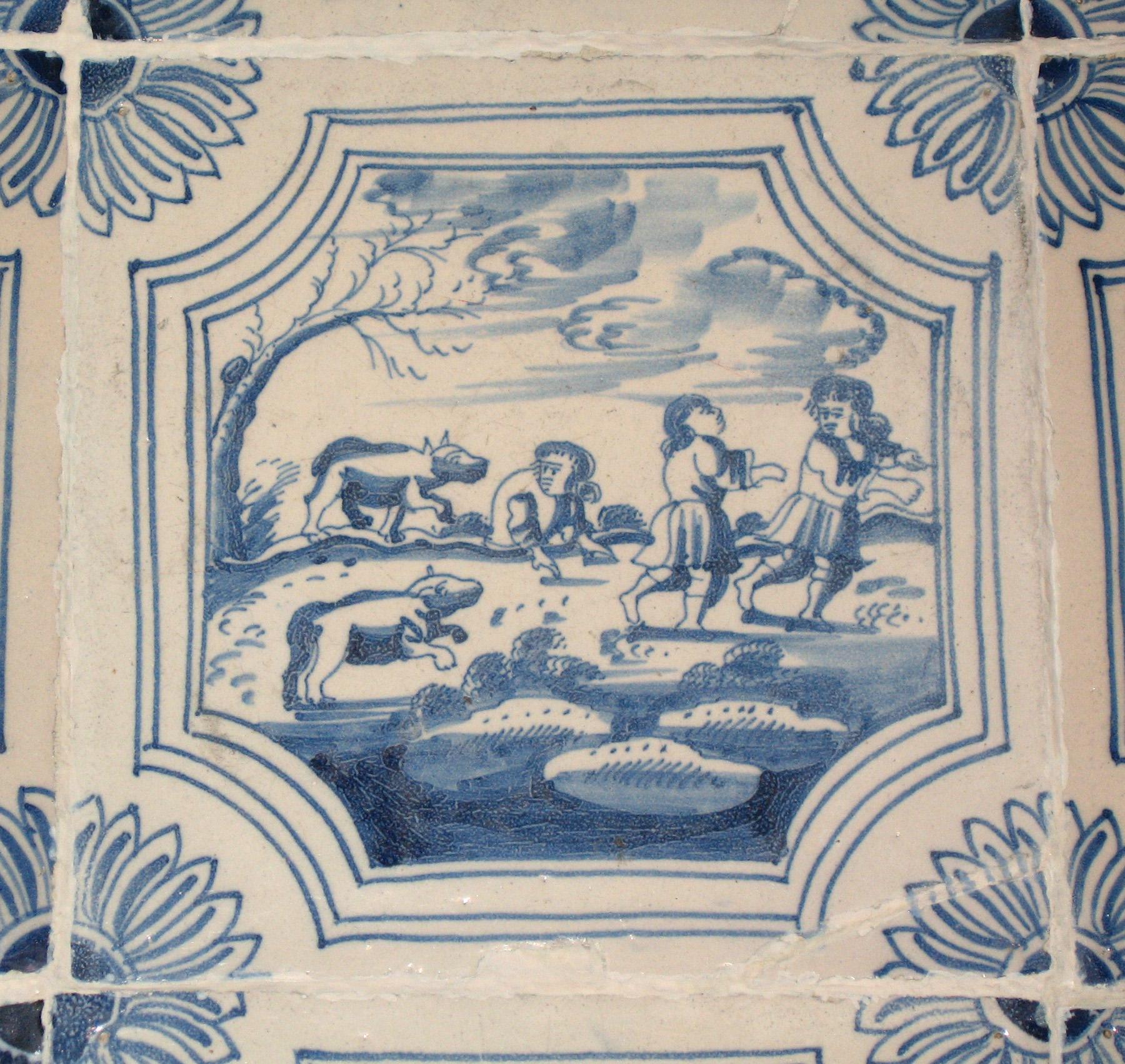 1969.4724.008 Delft tile mounted in table 1958.1507