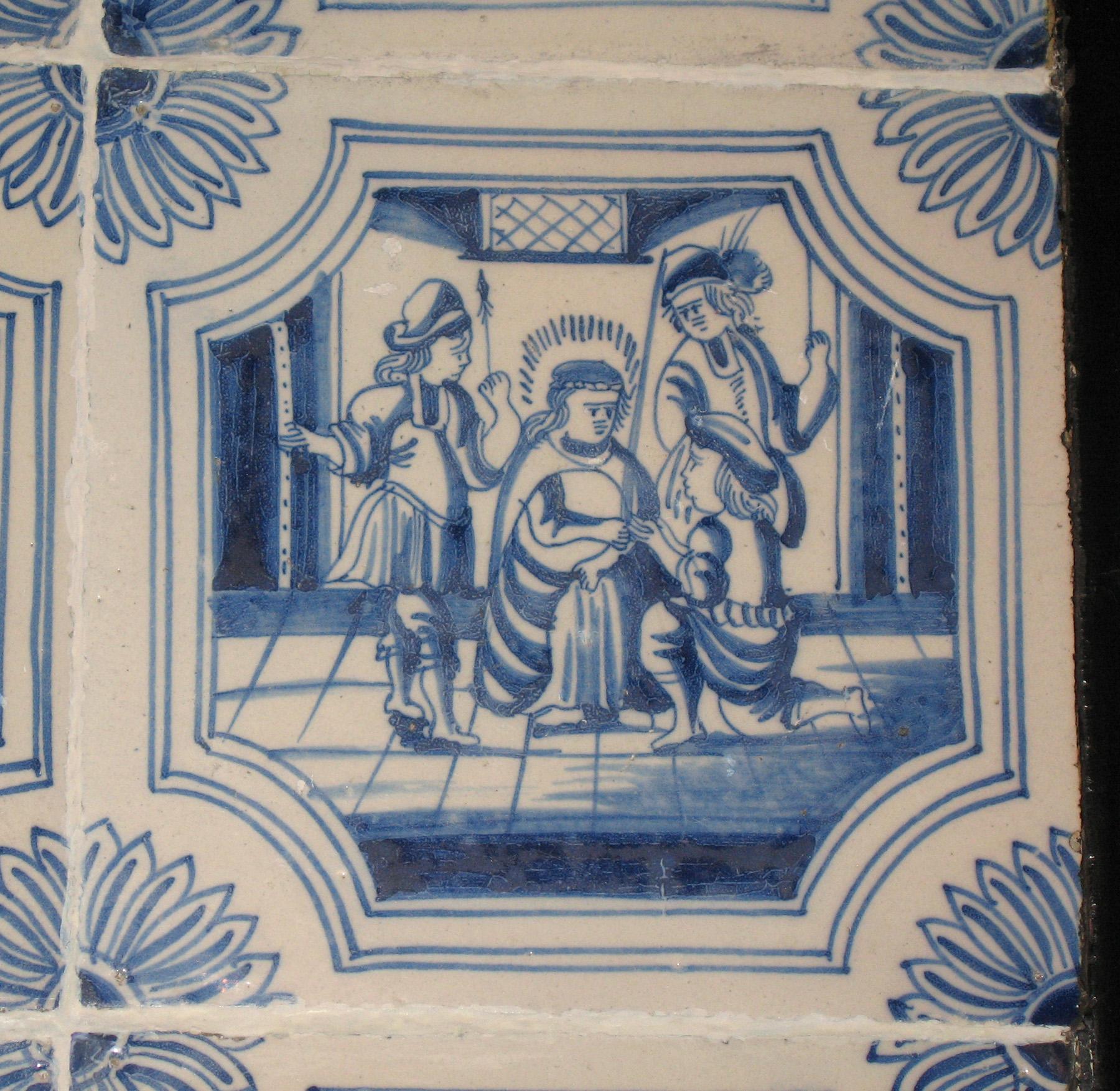 1969.4724.010 Delft tile mounted in table 1958.1507